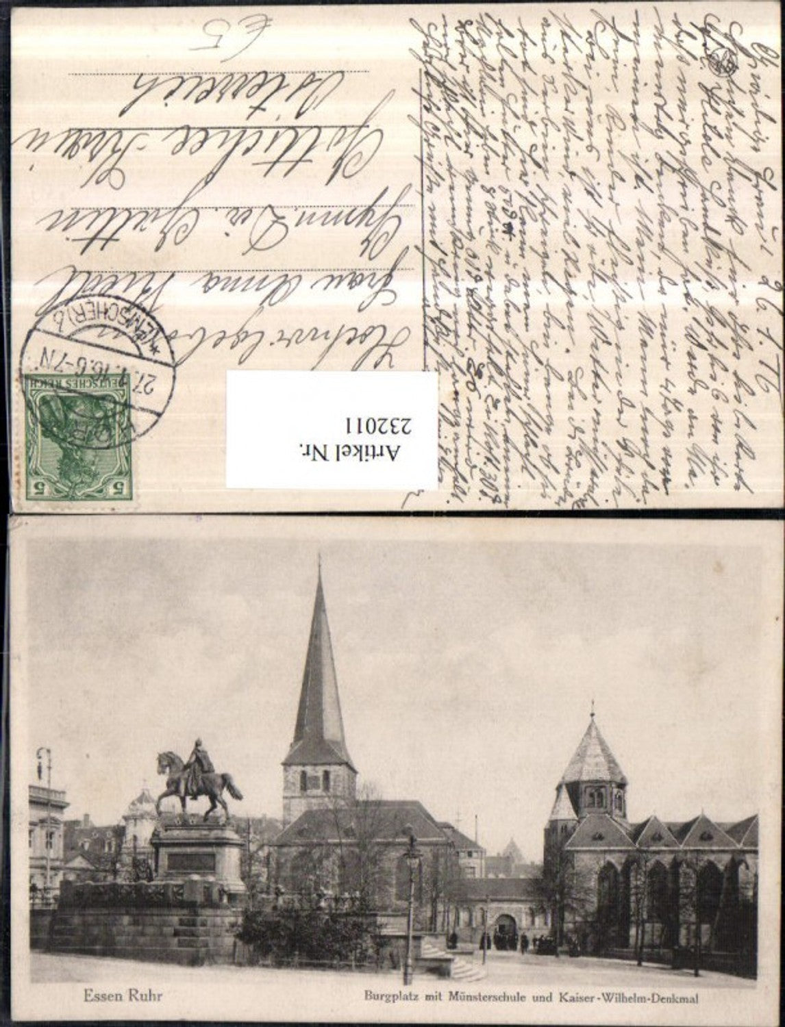 232011,Essen Ruhr Burgplatz m. Münsterschule u. Kaiser Wilhelm-Denkmal