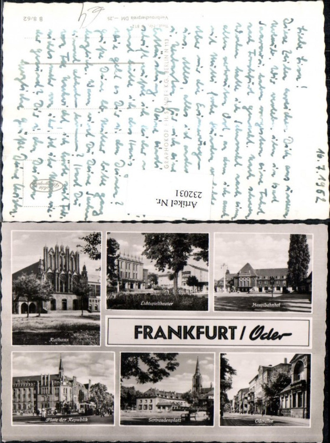 232031, Frankfurt an der Oder, City Hall, Main Train Station, Cinema, Oderallee Square, Multi-view map
