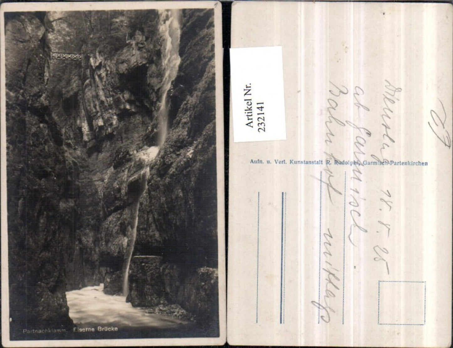 232141,Partnachklamm Klamm b. Garmisch-Partenkirchen Eiserne Brücke Wasserfall Partie