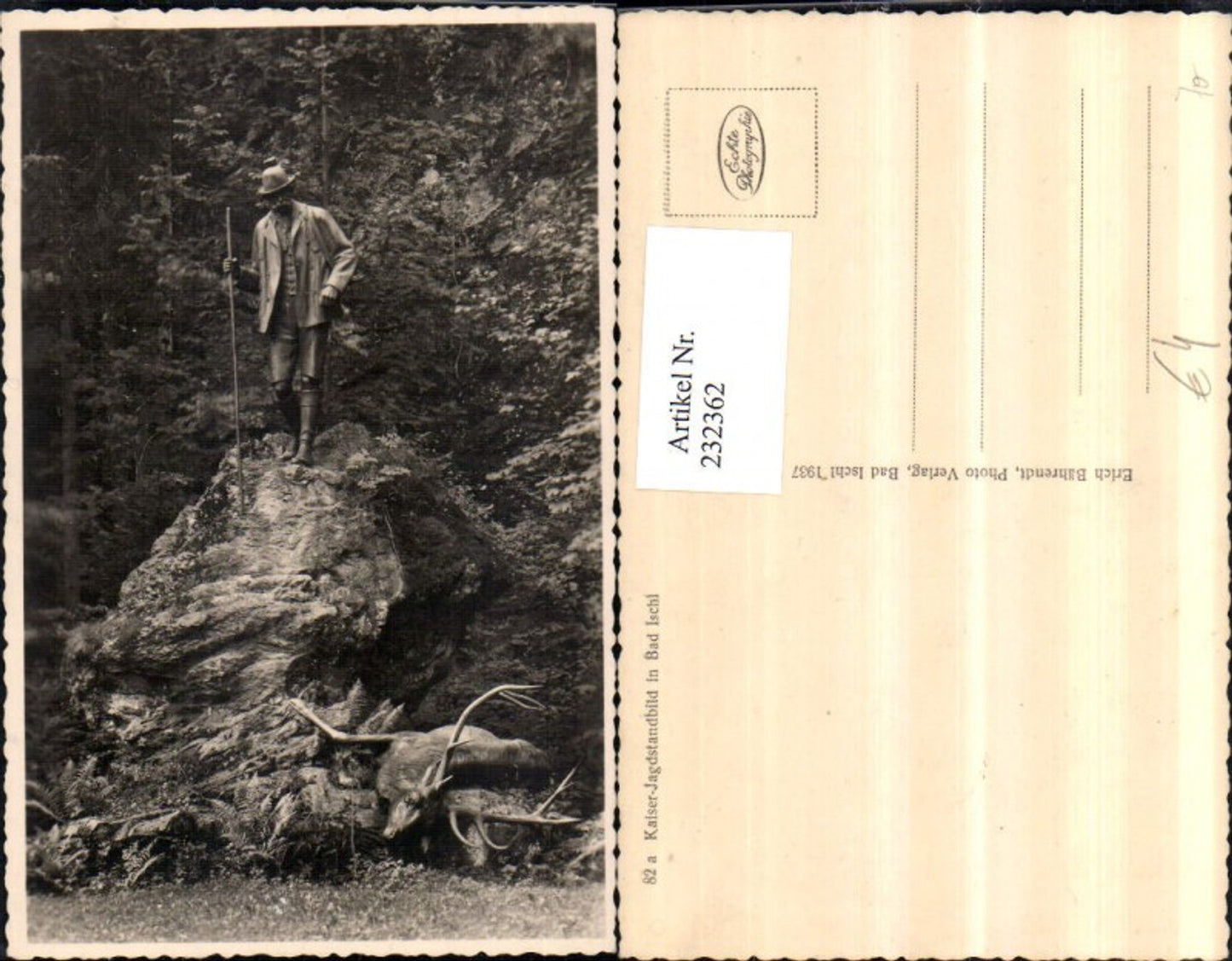 232362,Bad Ischl Kaiser-Jagdstandbild Jäger Hirsch