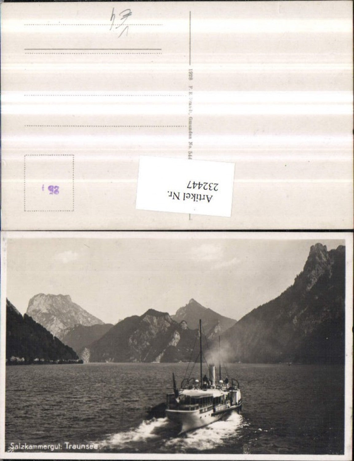 232447,Gmunden Traunsee Dampfer Bergkulisse pub F. E. Brandt 5443