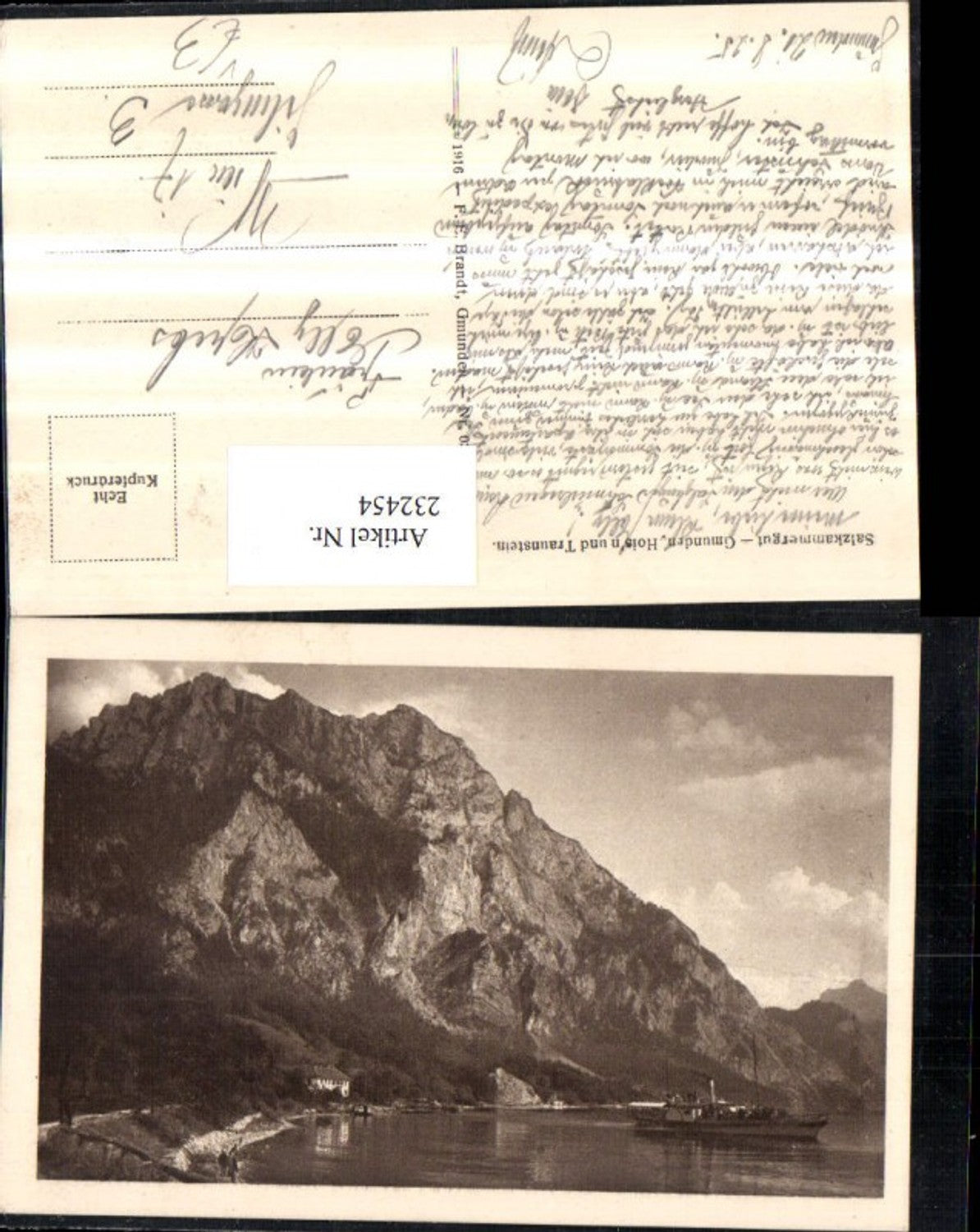 232454,Gmunden Hoisn u. Traunstein Dampfer pub F. E. Brandt 037