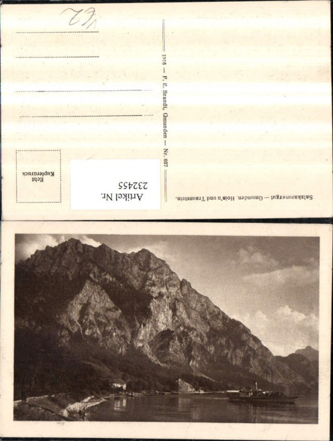 232455,Gmunden Hoisn u. Traunstein Dampfer pub F. E. Brandt 037