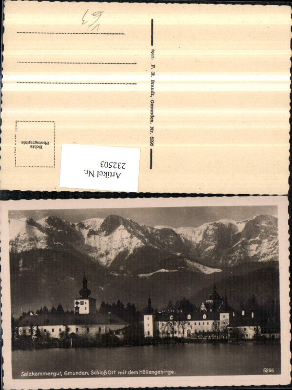 232503,Gmunden Schloss Orth m. d. Höllengebirge pub F. E. Brandt 5295