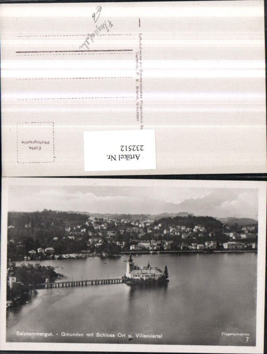 232512,Gmunden Totale m. Schloss Orth u. Villenviertel Fliegeraufnahme 7