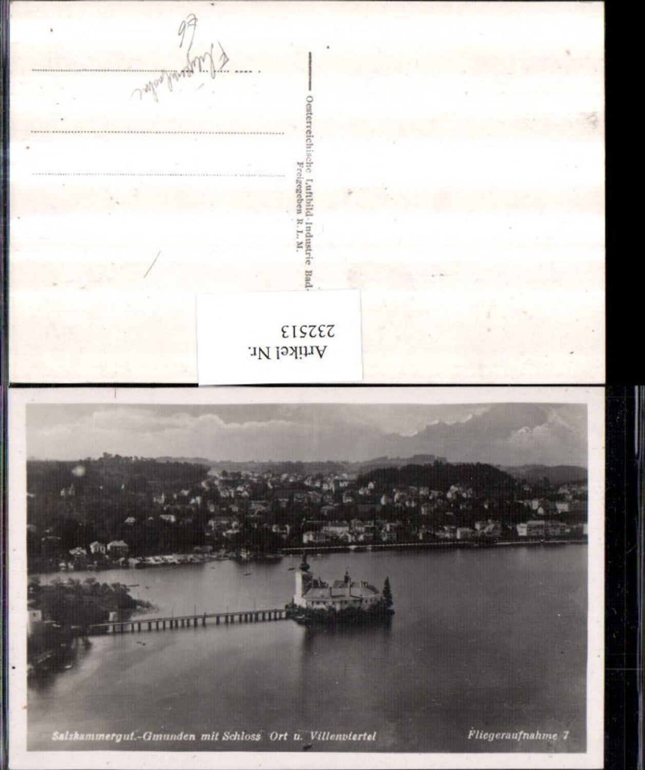 232513,Gmunden Totale m. Schloss Orth u. Villenviertel Fliegeraufnahme 7