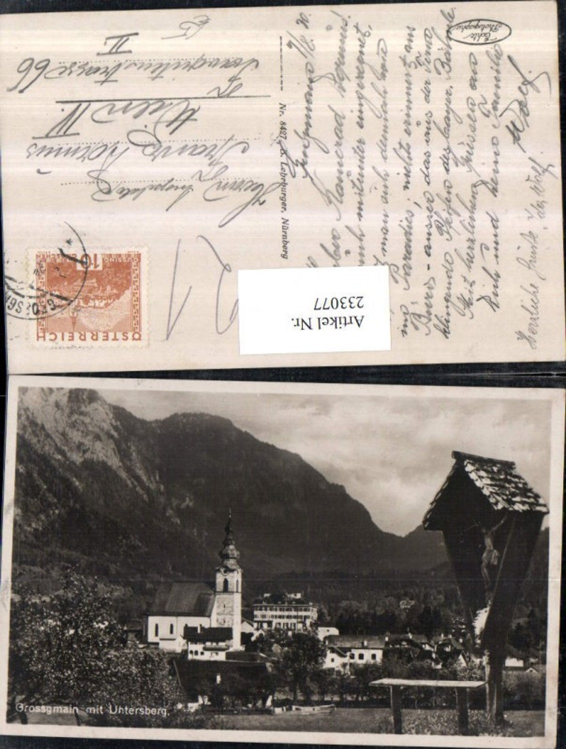 233077,Großgmain Totale m. Untersberg Wegkreuz