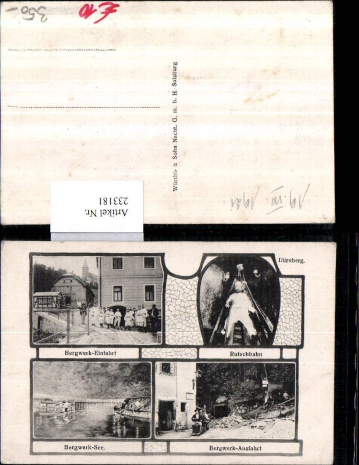 233181,Dürnberg Dürrnberg b. Hallein Bergwerk Einfahrt Rutsche See Ausfahrt Mehrbildkarte