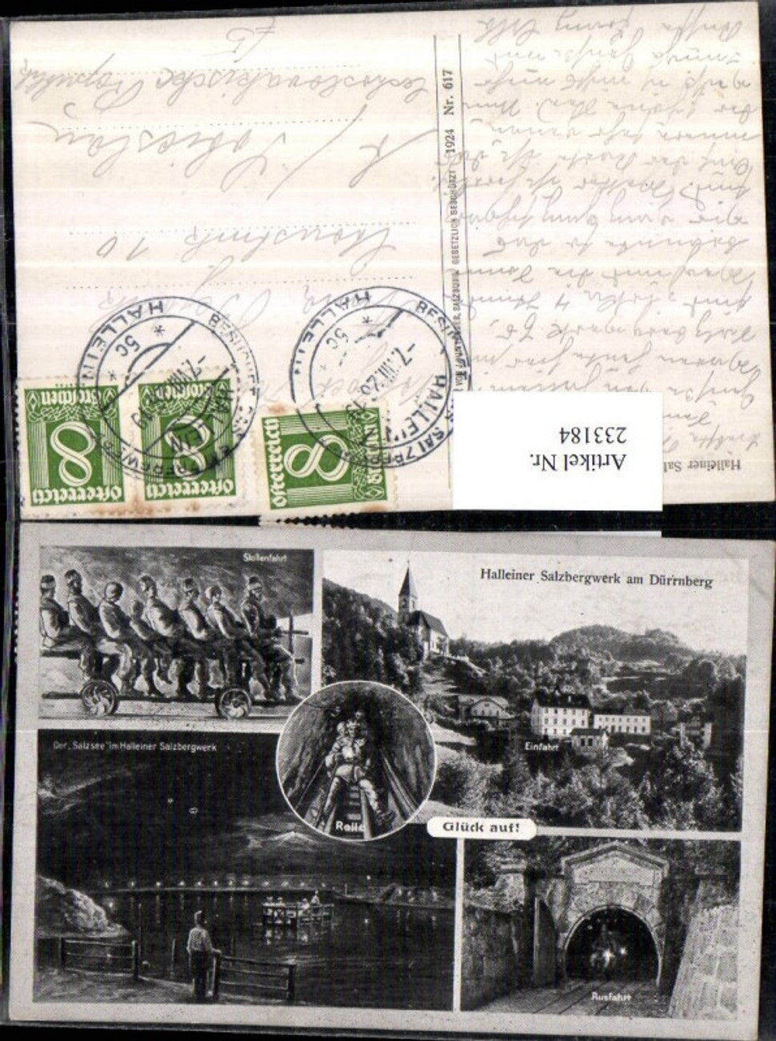 233184,Hallein Salzbergwerk am Dürrnberg Einfahrt Rutsche Stollenfahrt Salzsee Ausfahrt Mehrbildkarte
