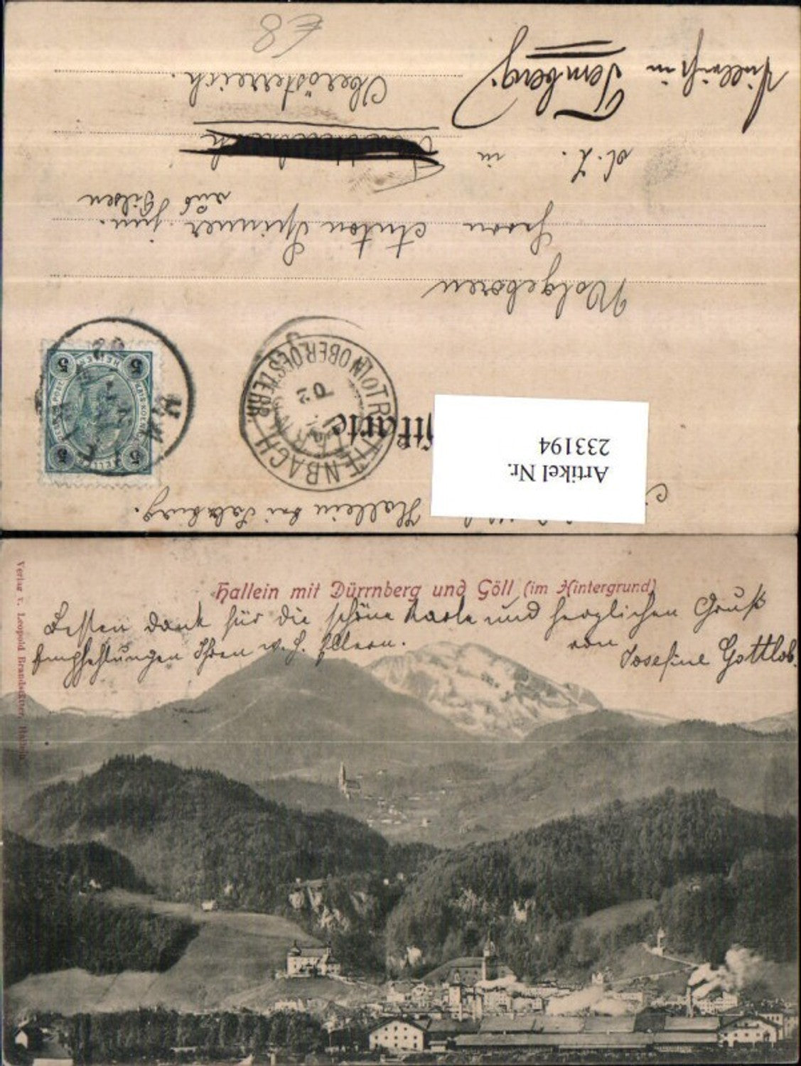 233194,Hallein Totale m. Dürrnberg u. Göll