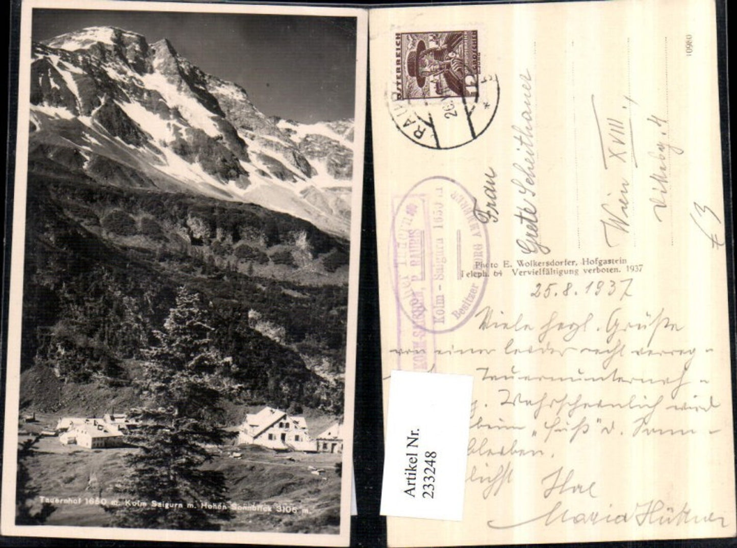 233248,Tauernhof Kolm Saigurn m. Hohen Sonnblick Bergkulisse