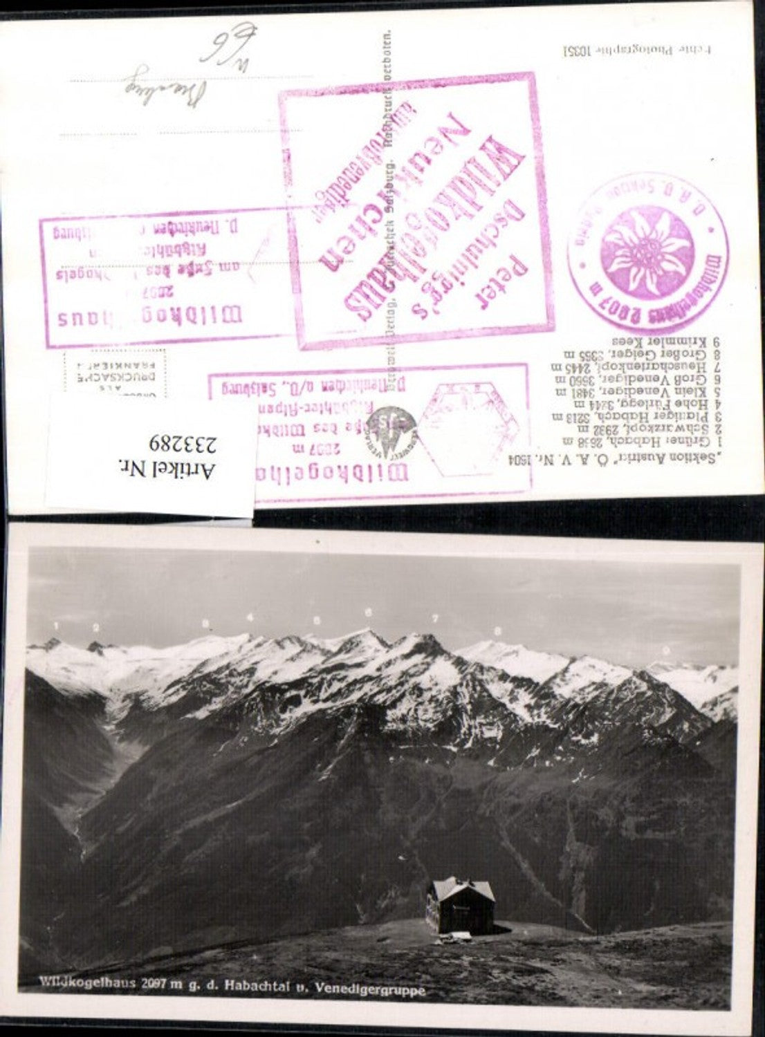 233289,Wildkogelhaus geg. d. Habachtal u. Venedigergruppe b. Neukirchen