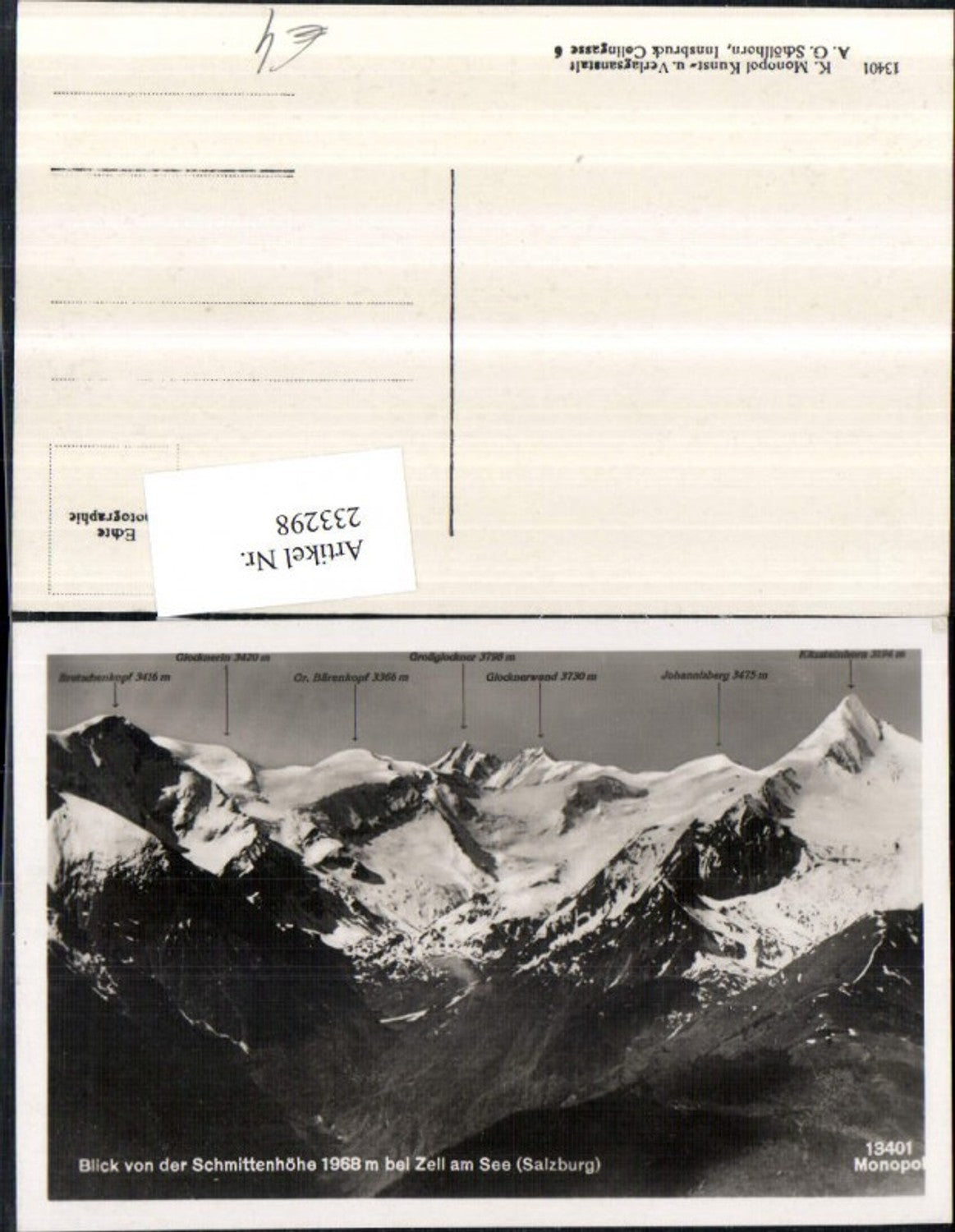 233298,Blick v. d. Schmittenhöhe b. Zell am See Bergkulisse