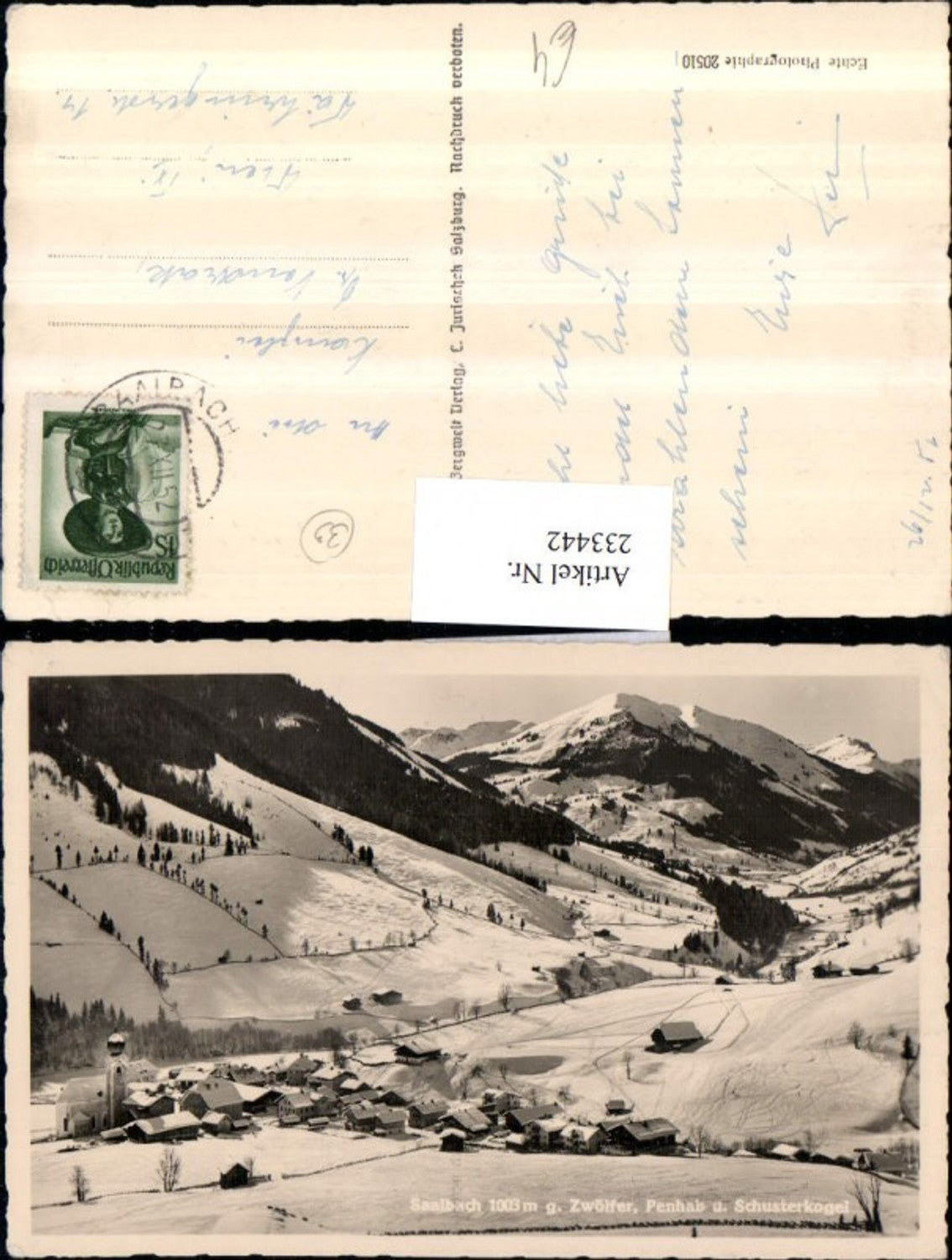 233442,Saalbach Totale geg. Zwölfer Penhab u. Schusterkogel Winterbild