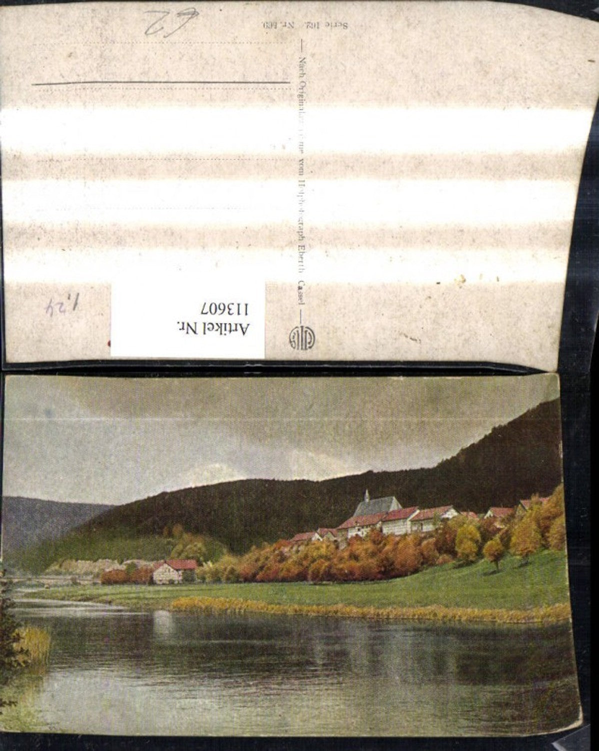113607,Künstler Ak Landschaft Fluss Dorf
