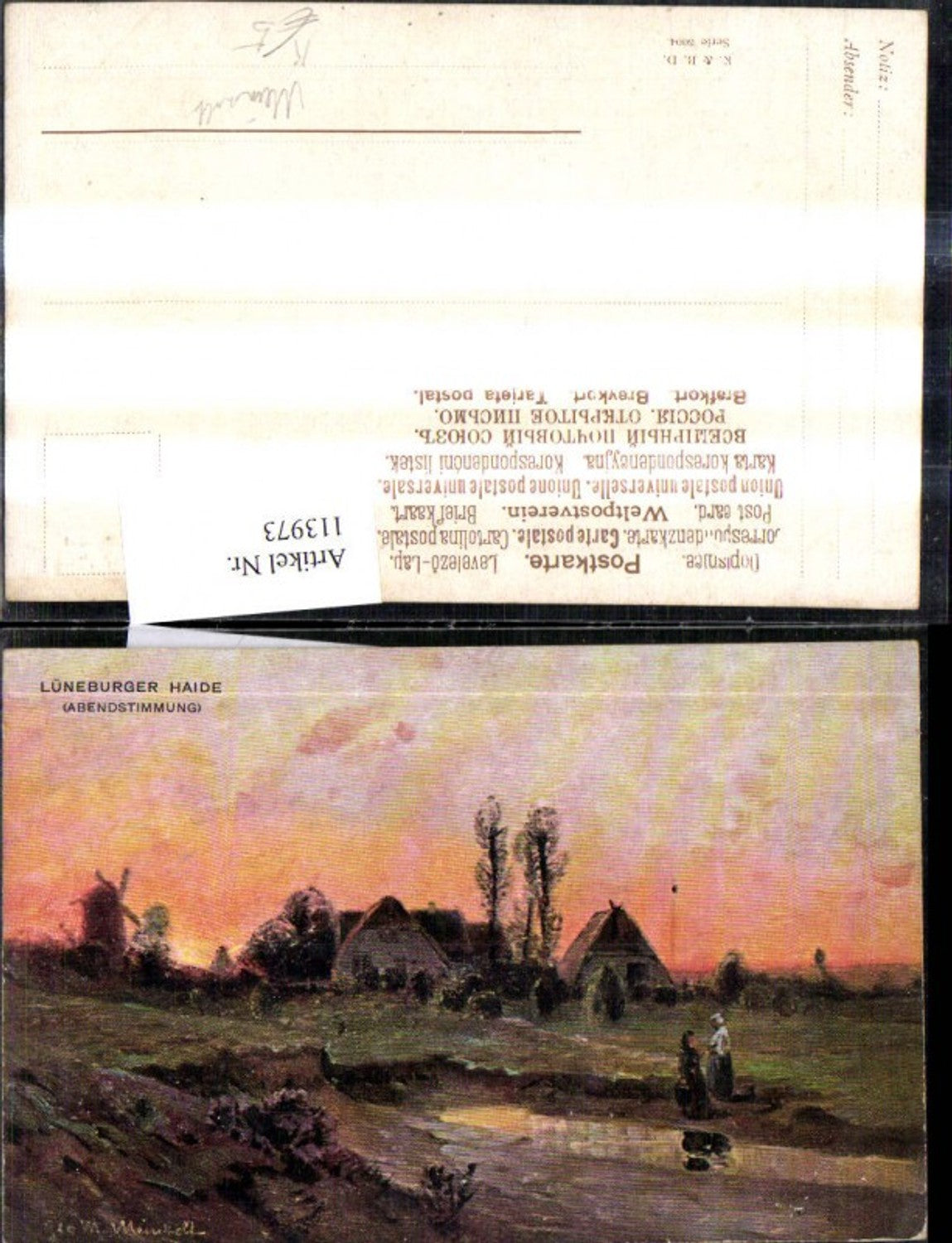 113973,Künstler Ak Meinzolt Lüneburger Haide Abendstimmung Landschaft