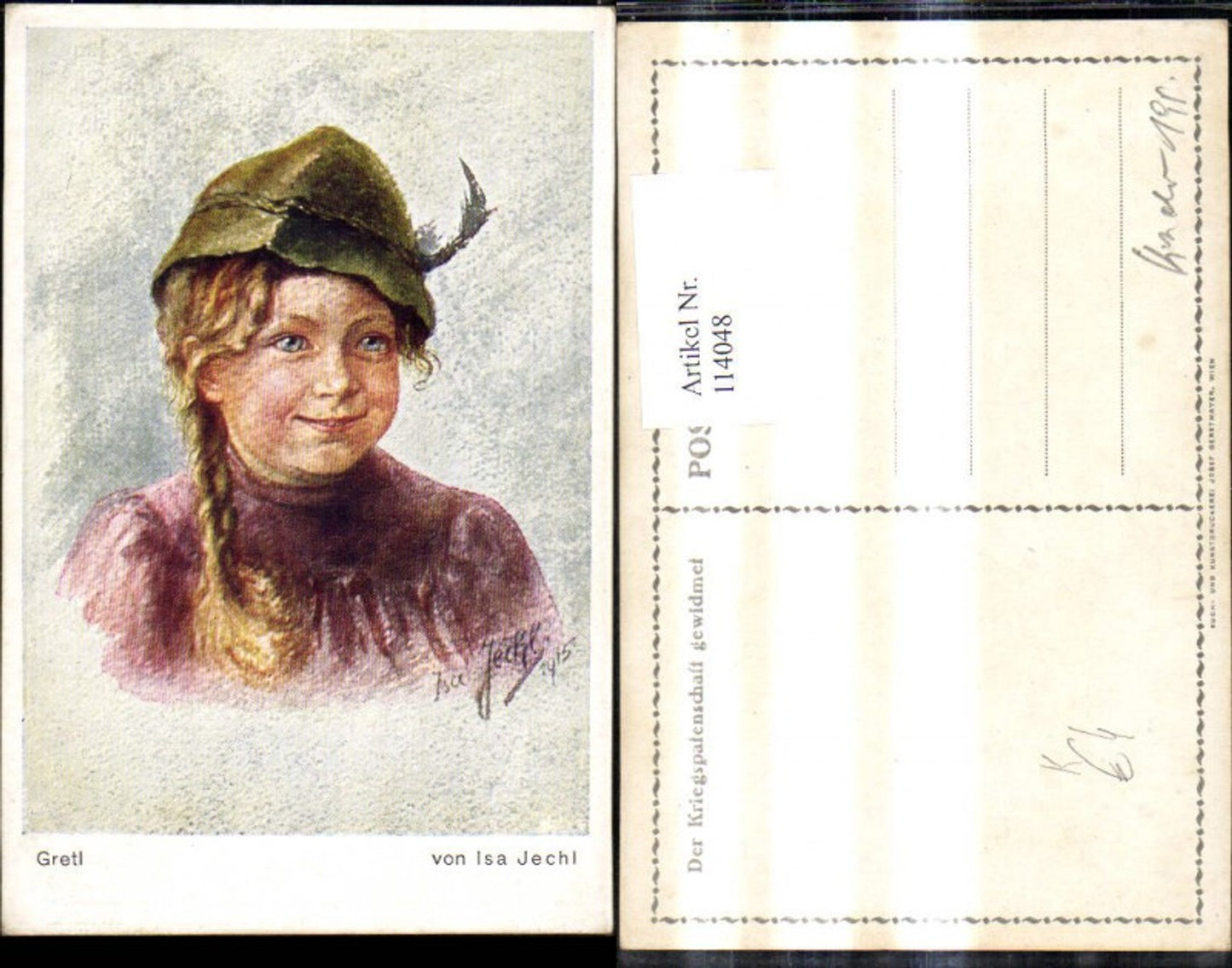 114048,Künstler Ak Isa Jechl Gretl Mädchen m. Tiroler Hut