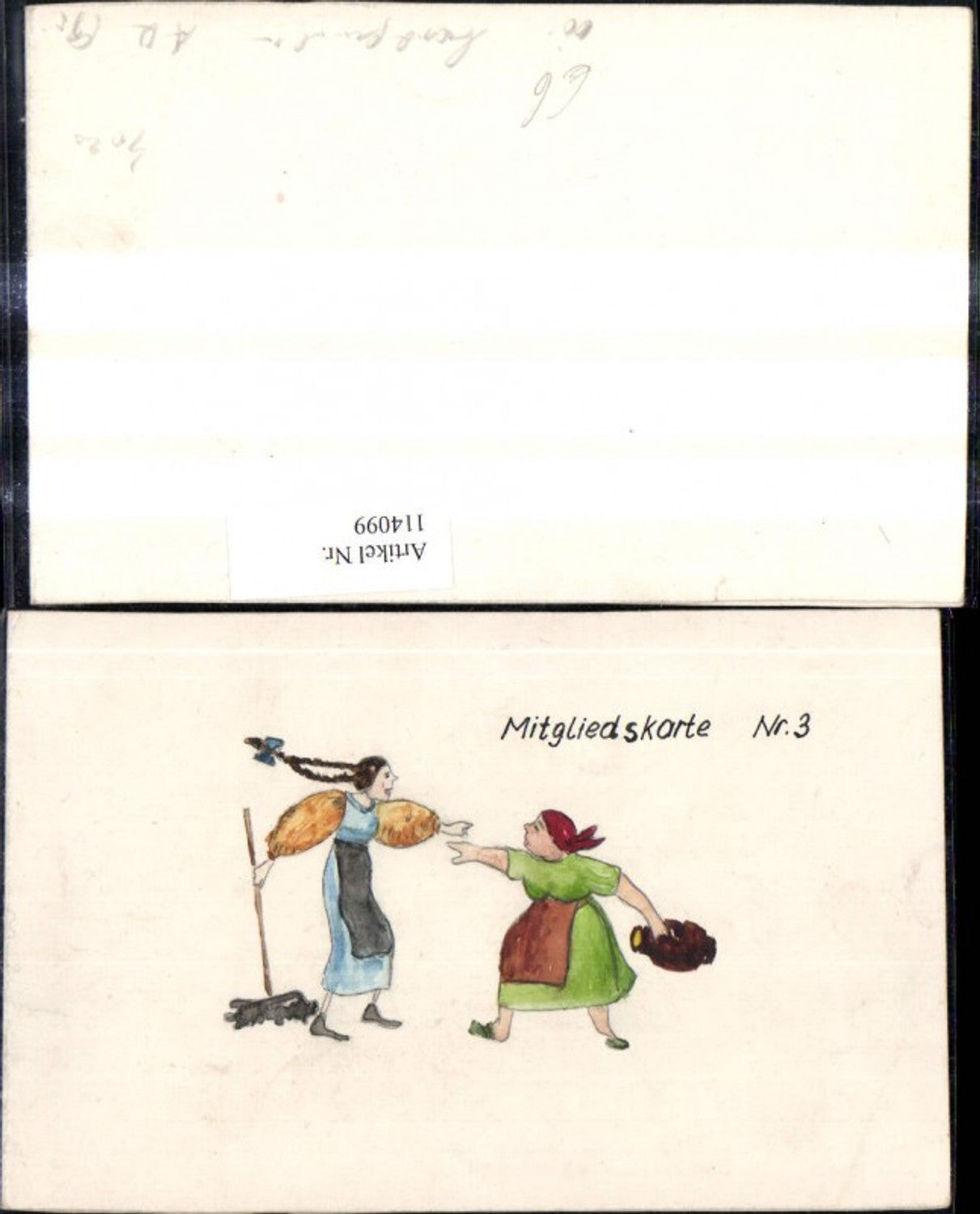 114099, Artist Ak Hand-painted Foldable Membership Card No. 3 Women's Association Dr. Herbert Kail Linz 1960