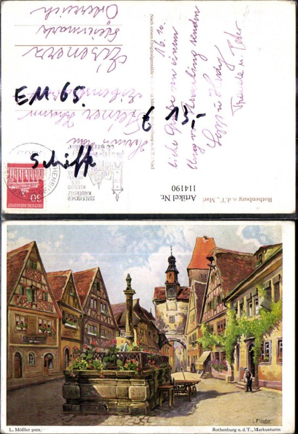 114190,Künstler Ak Ludwig Mößler Rothenburg o. d. Tauber Markusturm