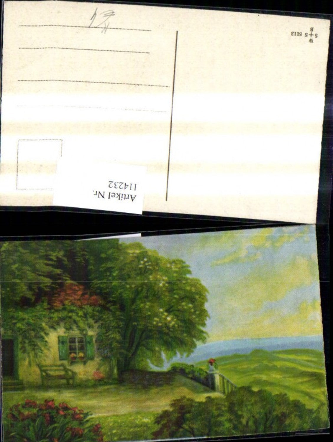 114232,Künstler Ak Haus Landschaft