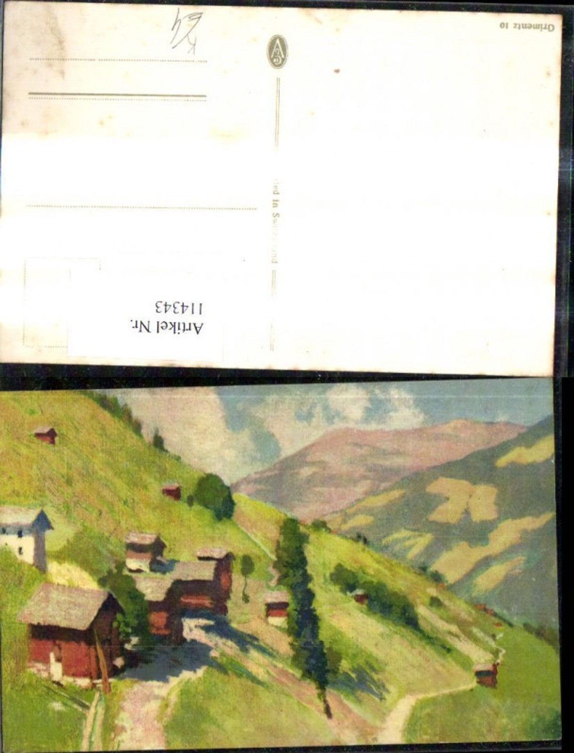 114343, Artist Ak Mountain Village Landscape