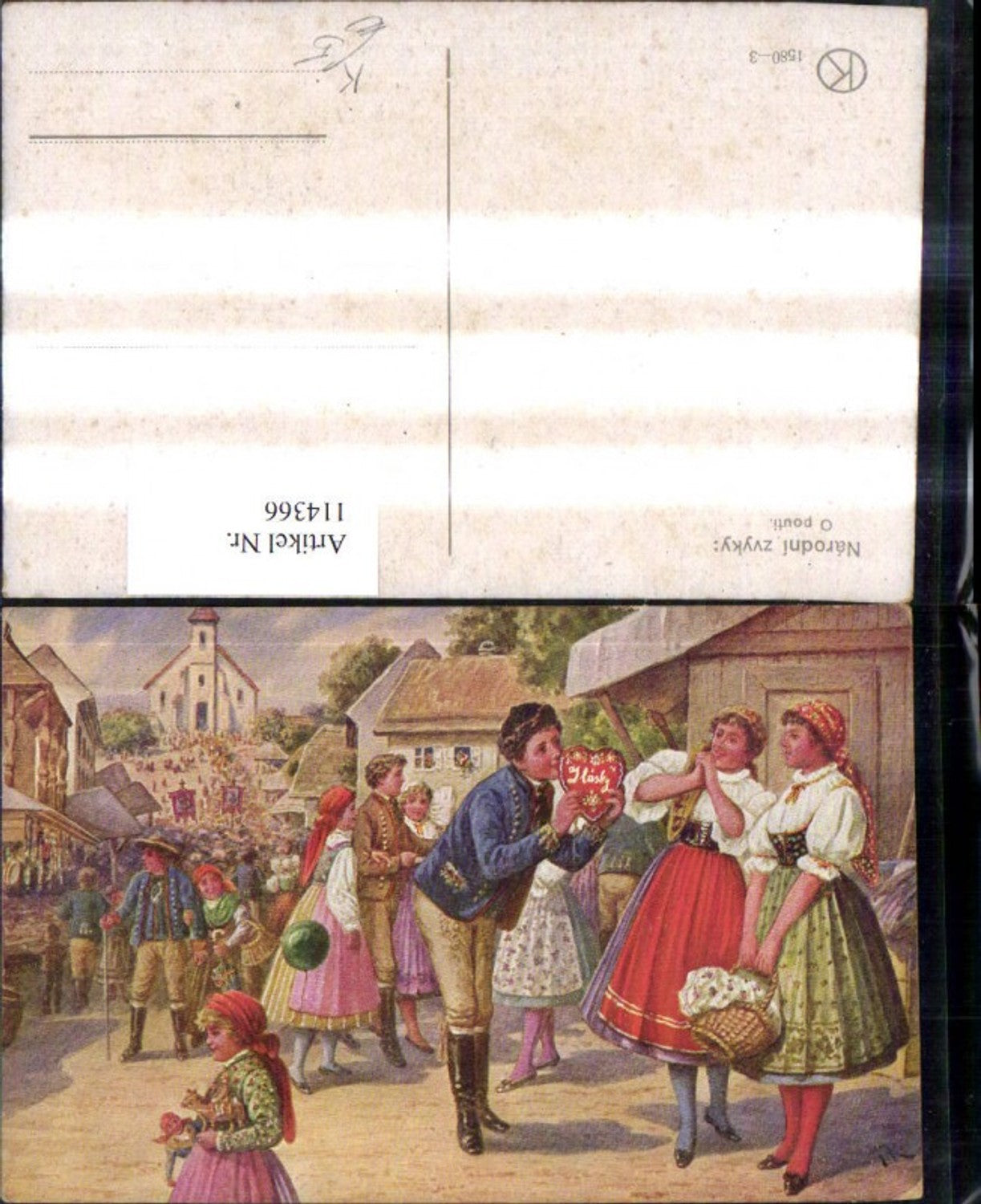 114366,Künstler Ak Narodni zvyky o pouti Dorf Menschen i. Tracht Fest Herz