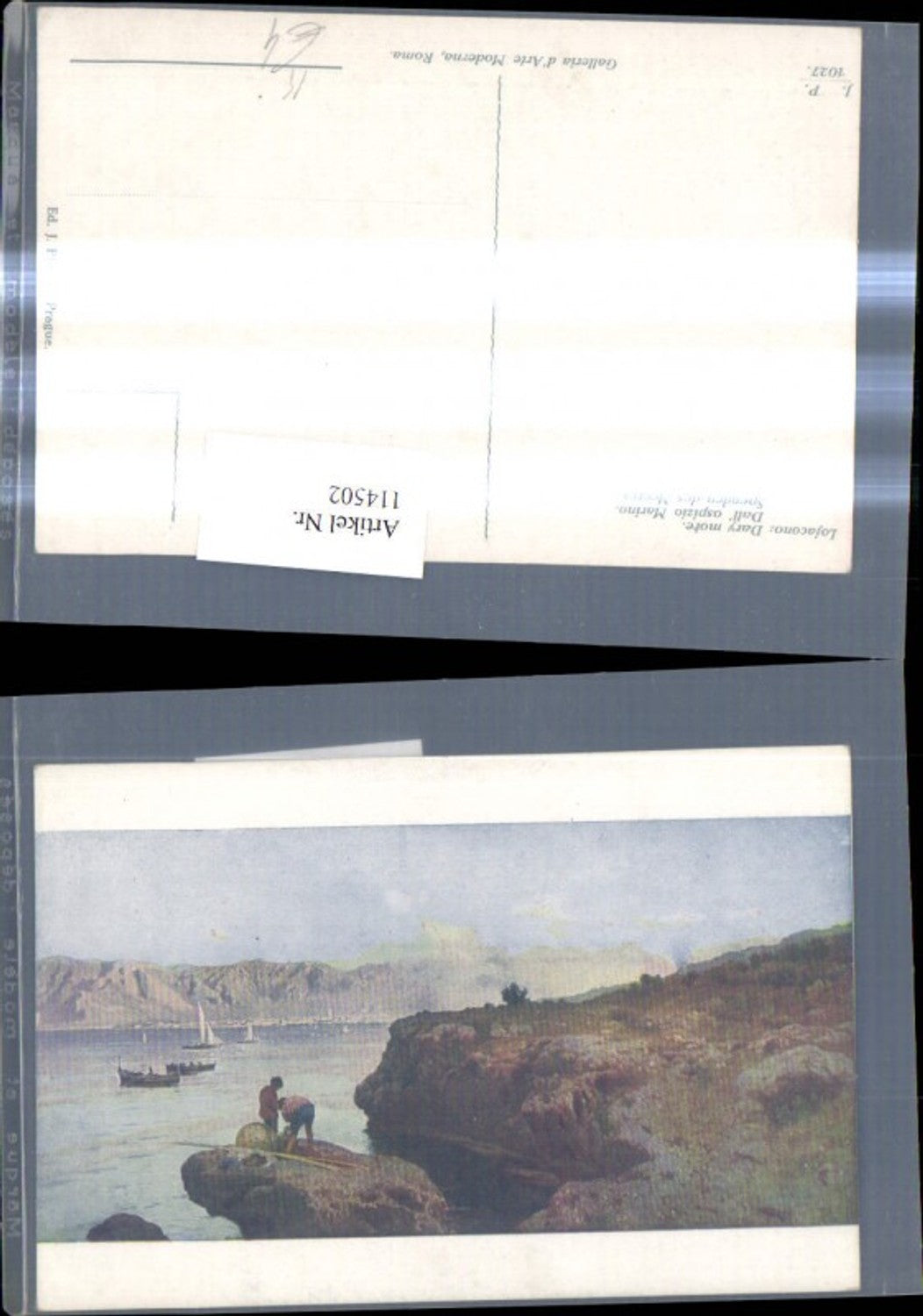 114502,Künstler Ak Lojacono Spenden d. Meeres Küste Ufer Fischer Segelboote