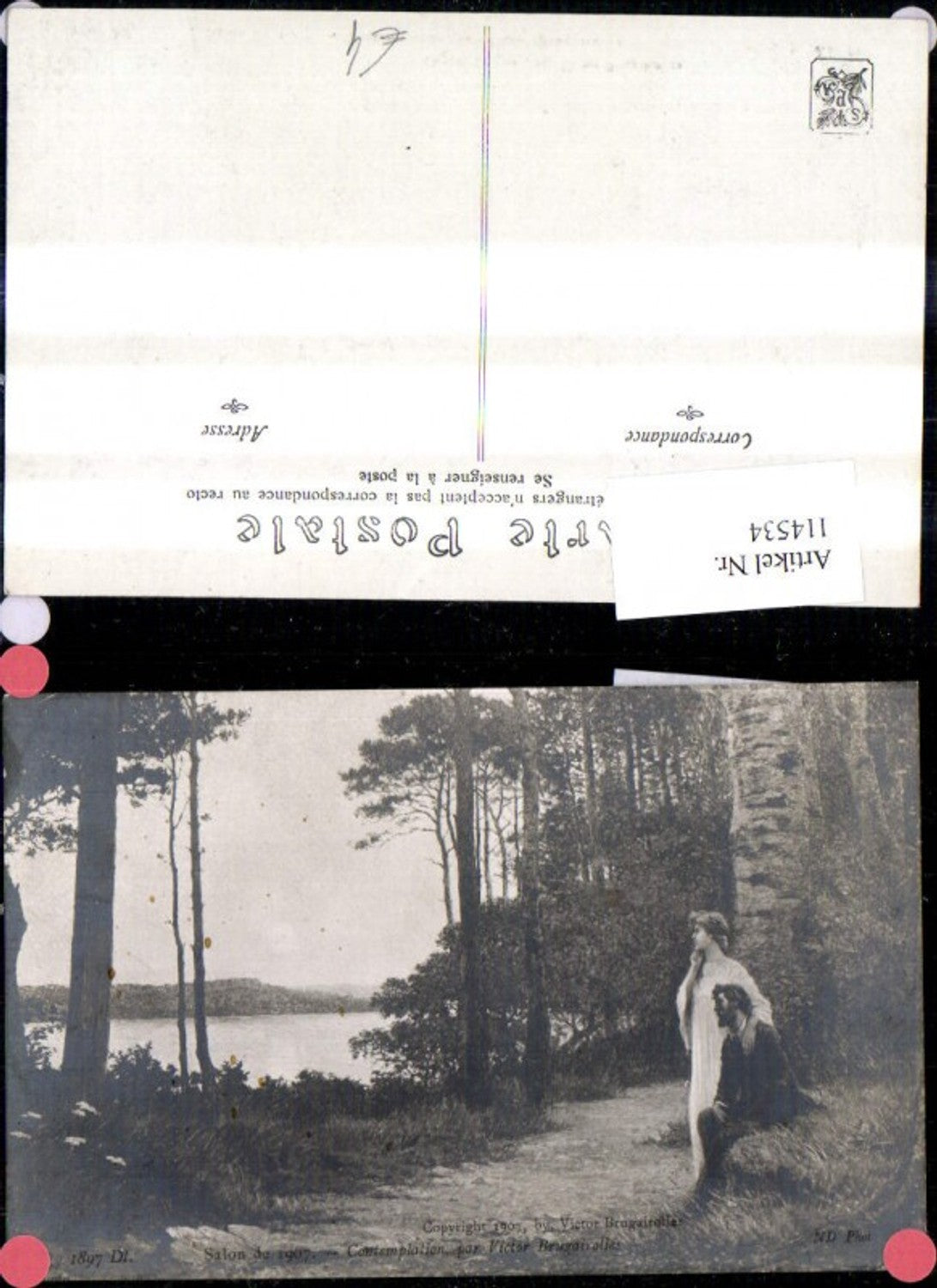 114534,Künstler Ak Victor Brugairolles Contemplation Paar a. Ufer Fluss Landschaft
