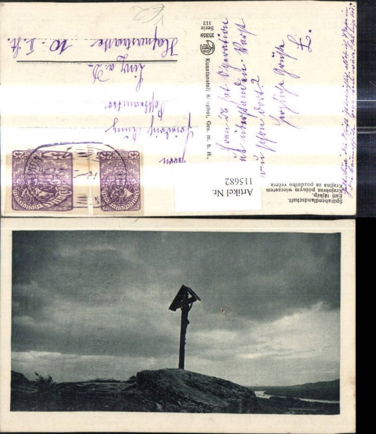 115682,Künstler Ak Spätabendlandschaft Kreuz pub Kilophot 112/25359