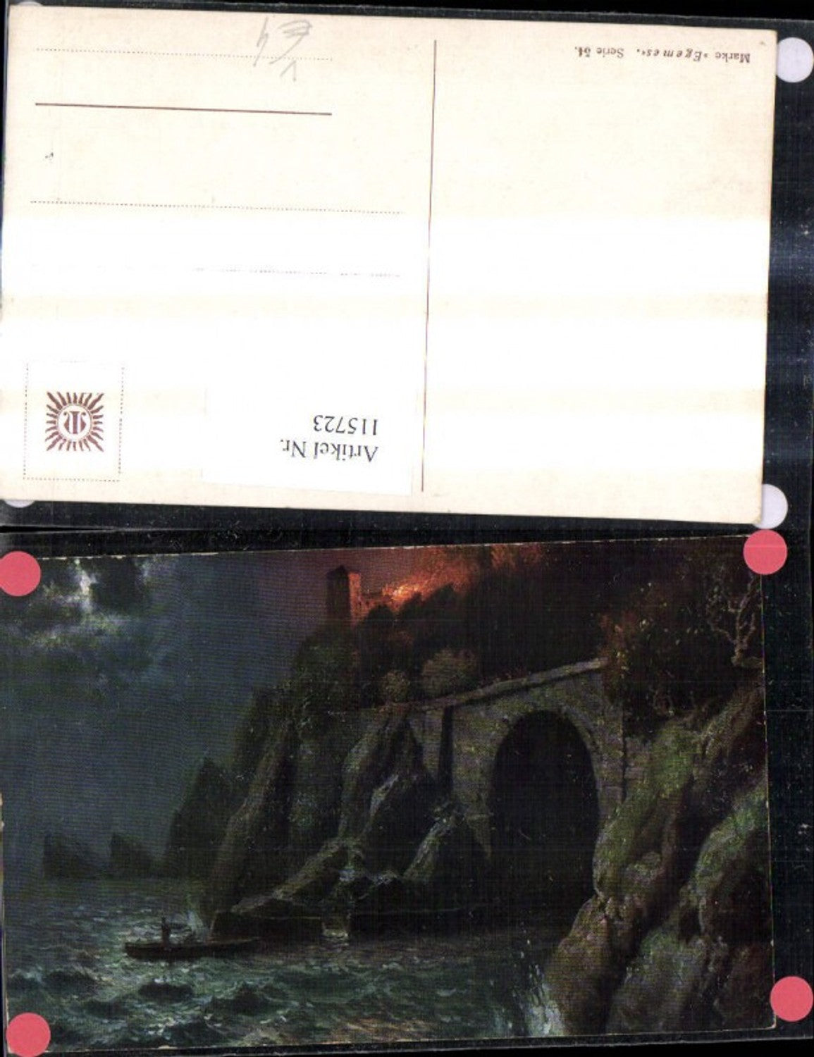 115723,Künstler Ak Landschaft Küste Brand Feuer Festung b. Mondschein pub Egemes 54
