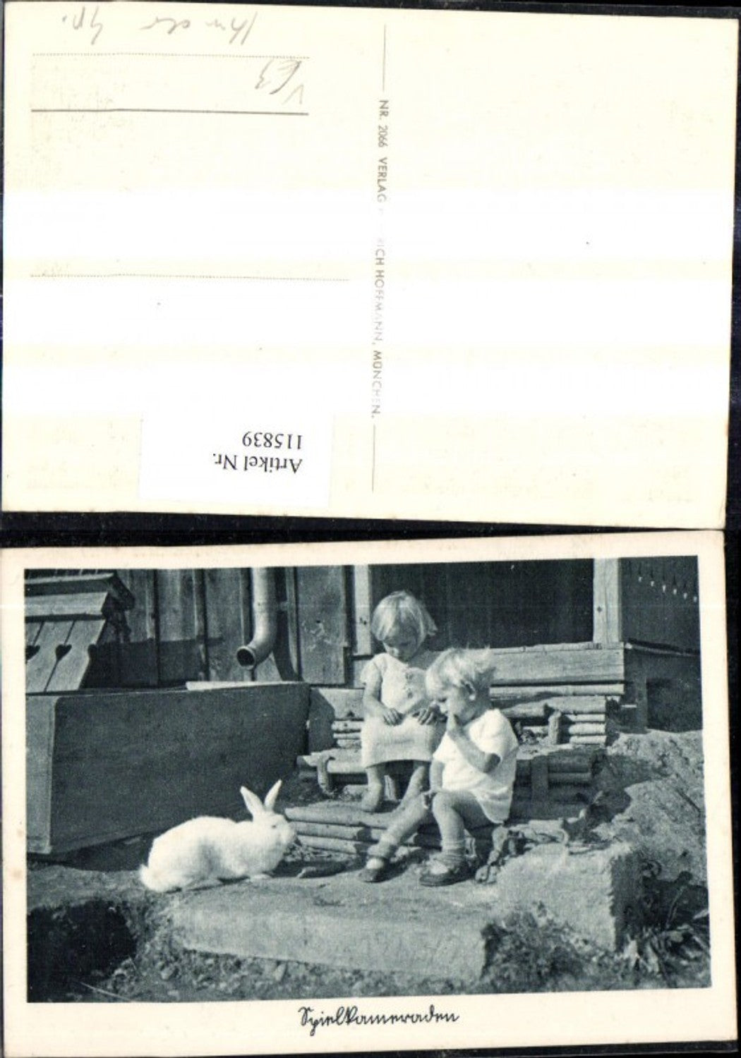 115839,Künstler Ak Spielkameraden Kinder m. Hasen pub Heinrich Hoffmann 2066