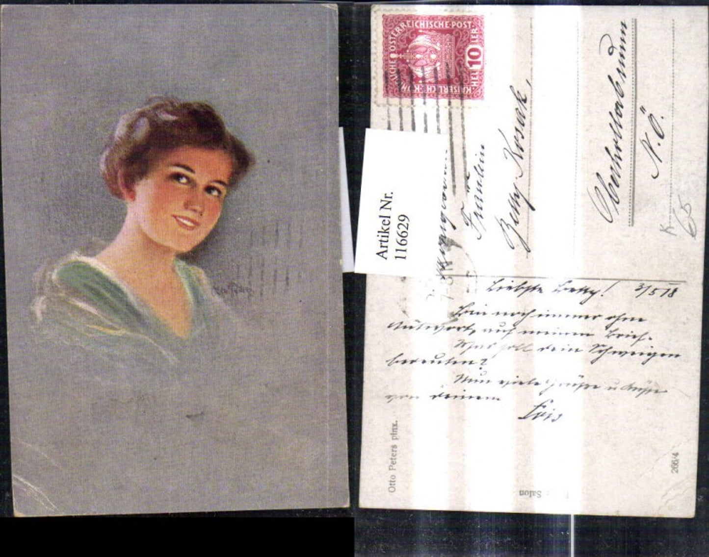 116629,Künstler Ak Otto Peters Frau Portrait