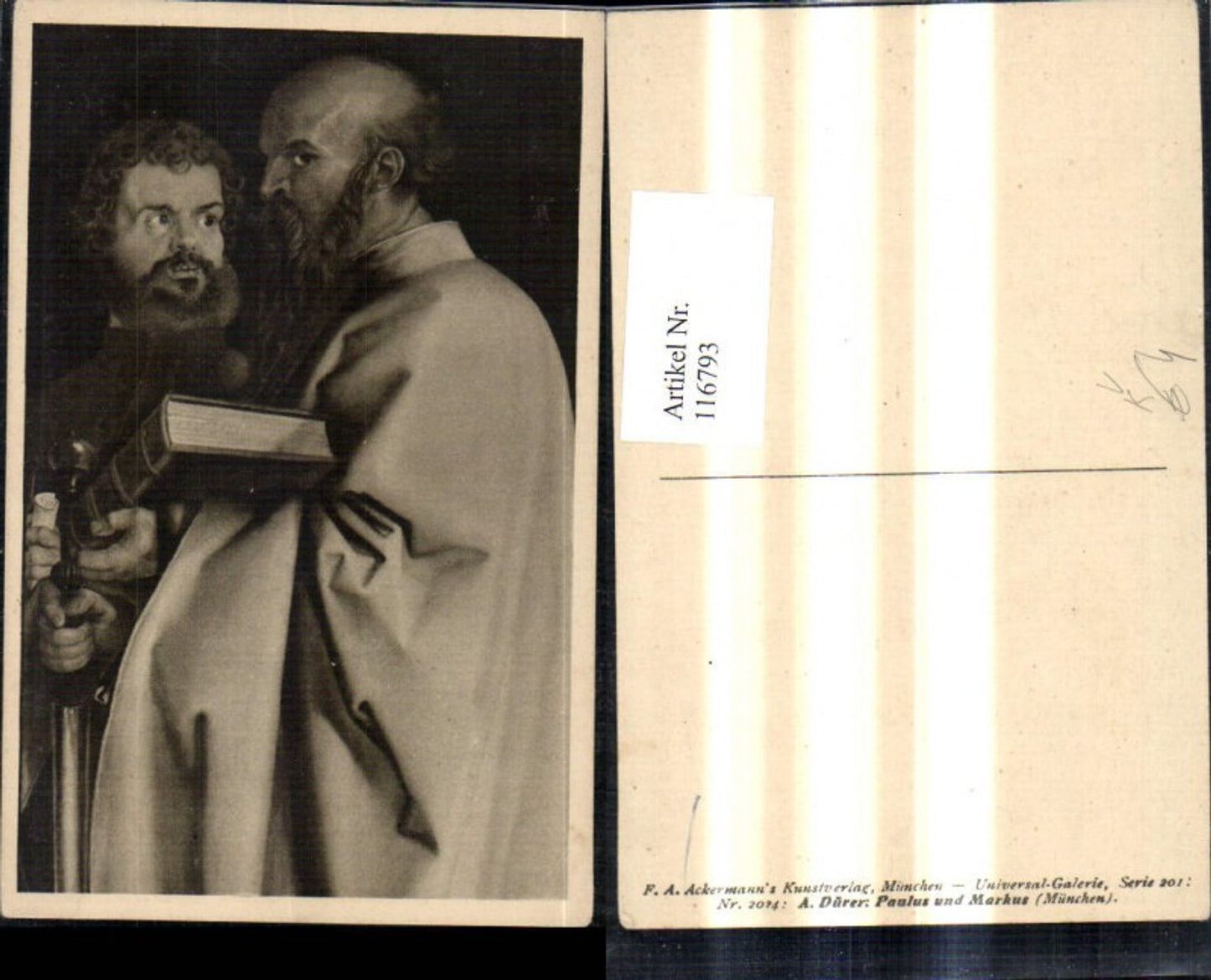116793,Künstler Ak A. Dürer Paulus u. Markus pub Ackermann 201/2024