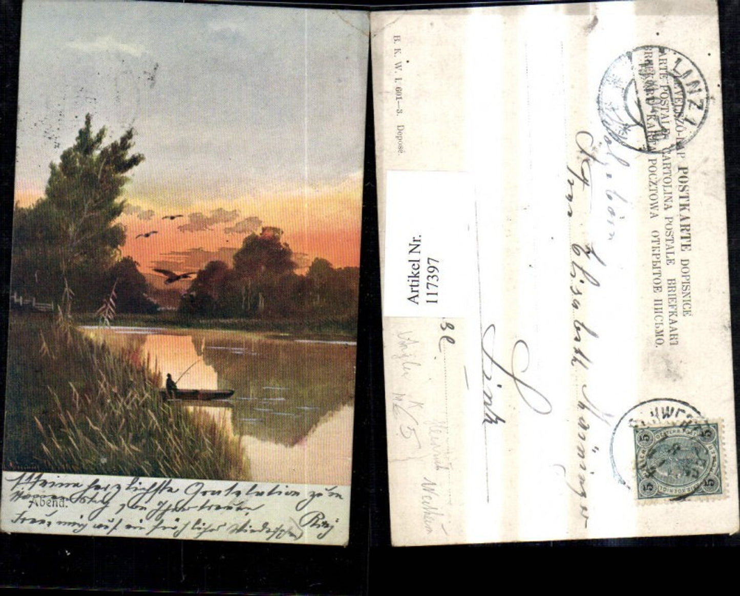 117397,Künstler Ak Heinrich Wertheim Angler Ruderboot See Abend
