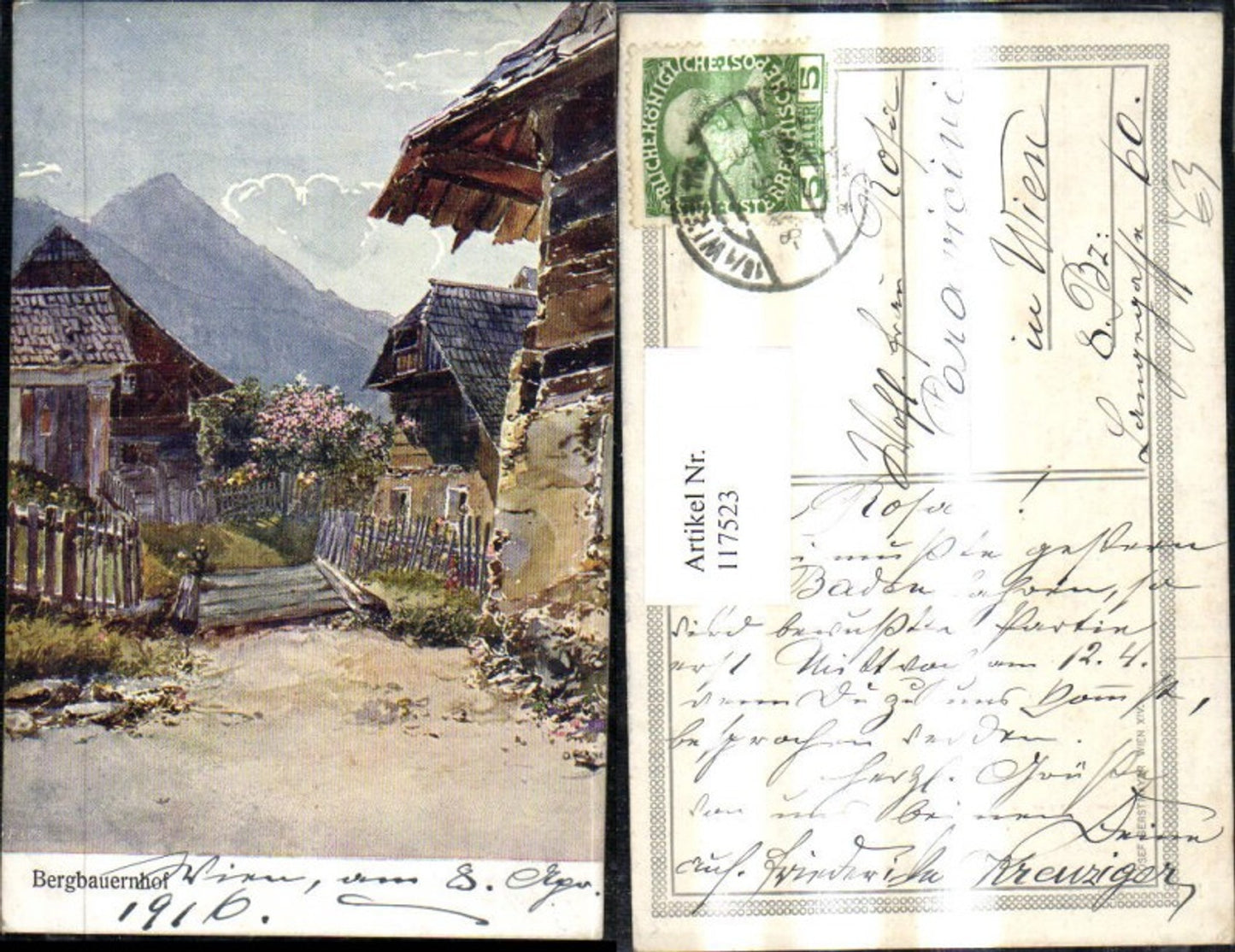 117523,Künstler Ak O. Elsner Bergbauernhof
