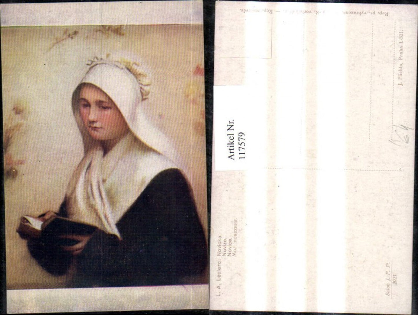 117579,Künstler Ak L. A. Lecierc Novize Nonne Novizin Buch Bibel