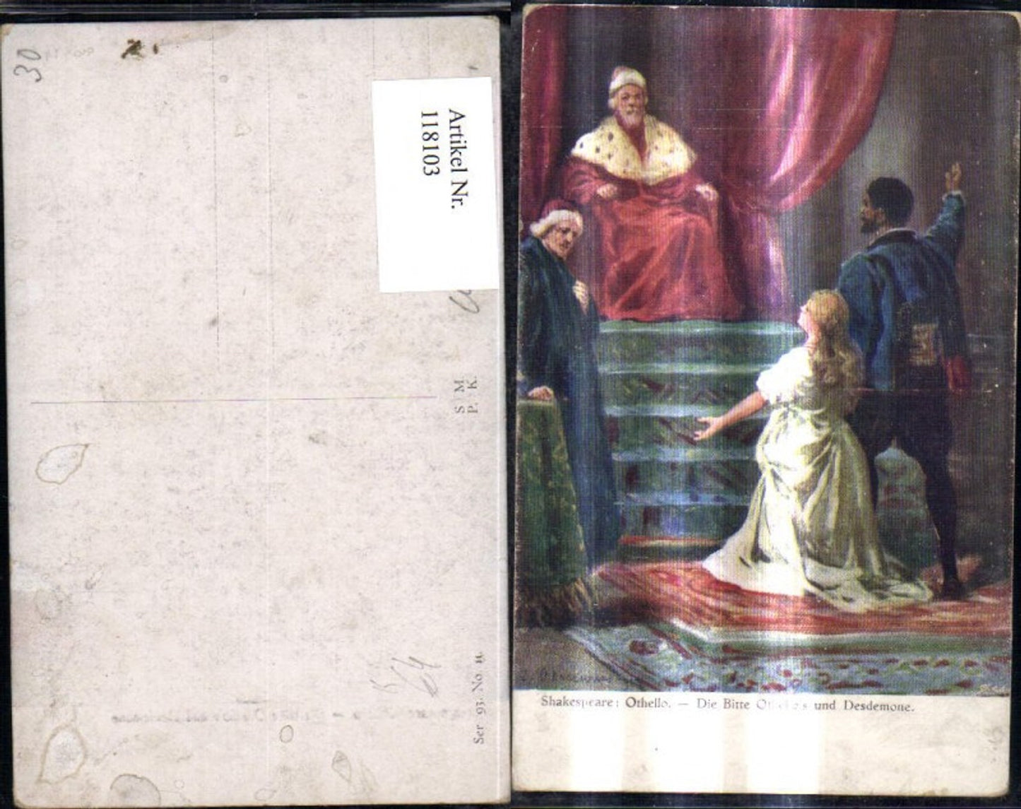 118103,Künstler Ak Szene a. Shakespeare Othello Die Bitte Othellos u. Desdemone
