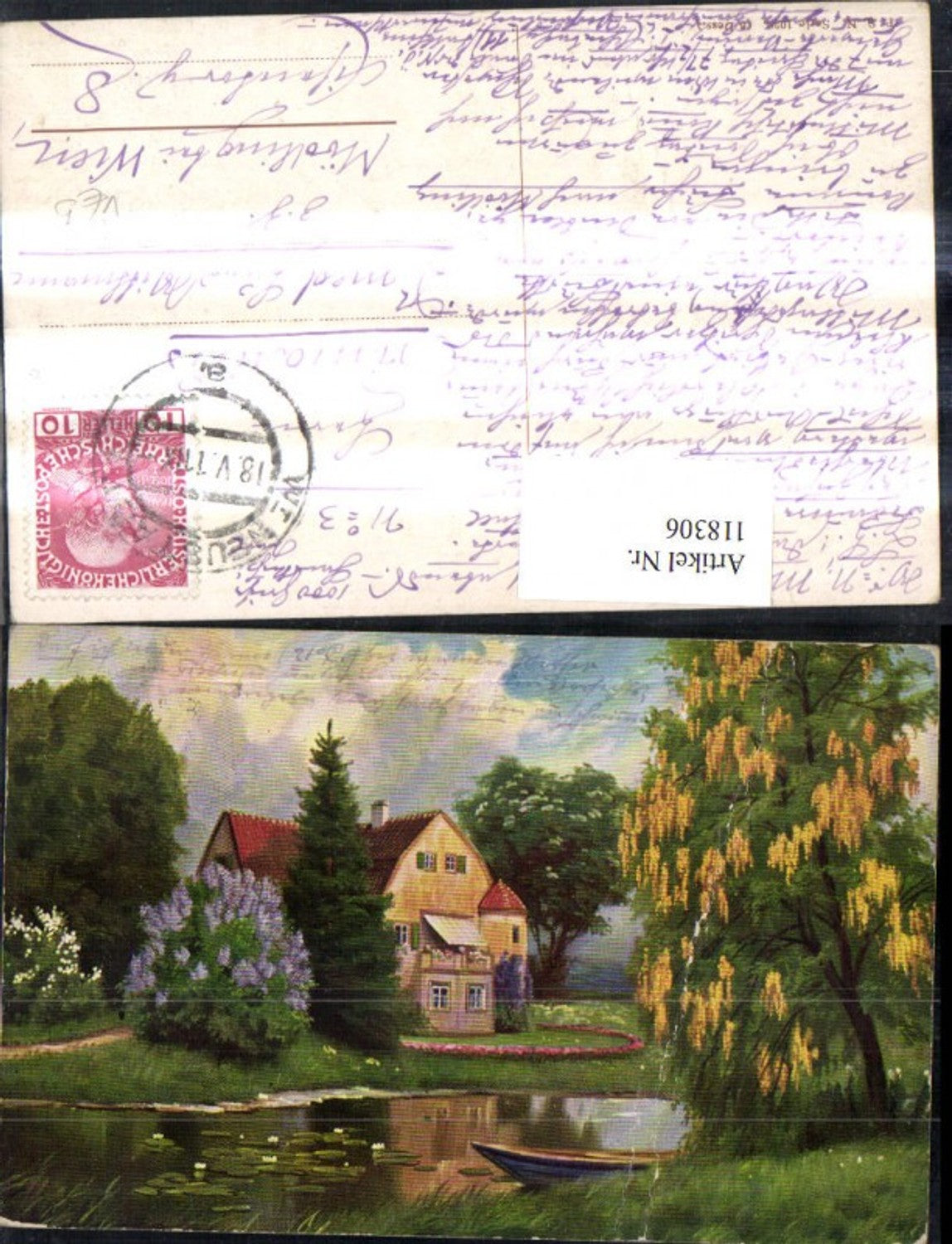 118306,Theo Stroefer Verlag 1030 Künstler Ak Haus See Boot Landschaft
