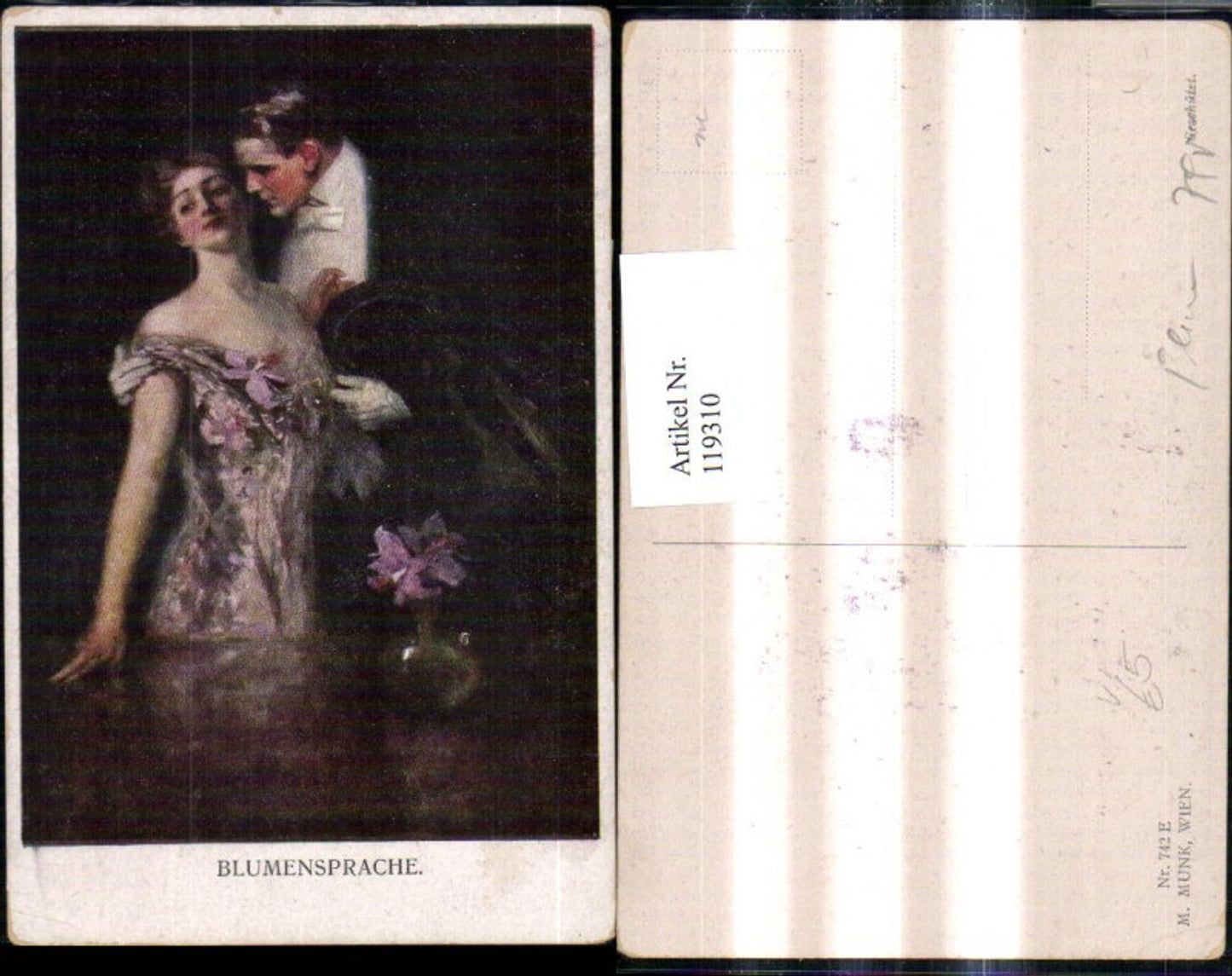 119310,M. Munk Vienne 742 E Künstler Ak Blumensprache Liebespaar