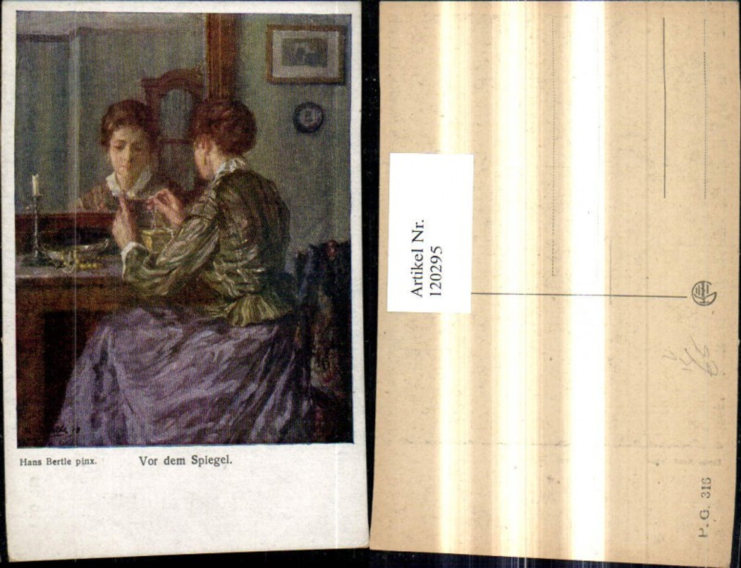 120295,Künstler Ak Hans Bertle Vor d. Spiegel Frau pub Kilophot 316