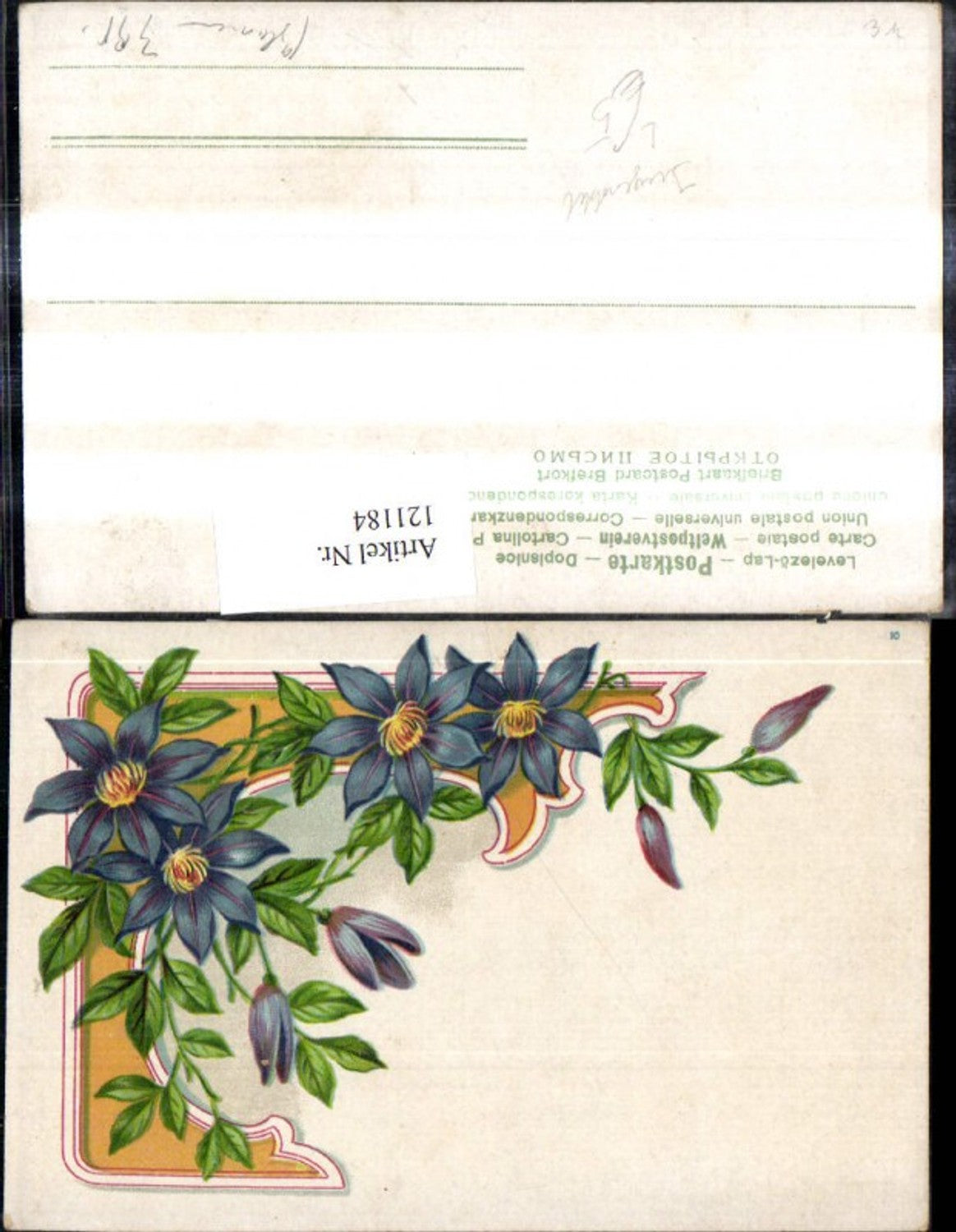 121184,Jugendstil Litho Blumen Blüten