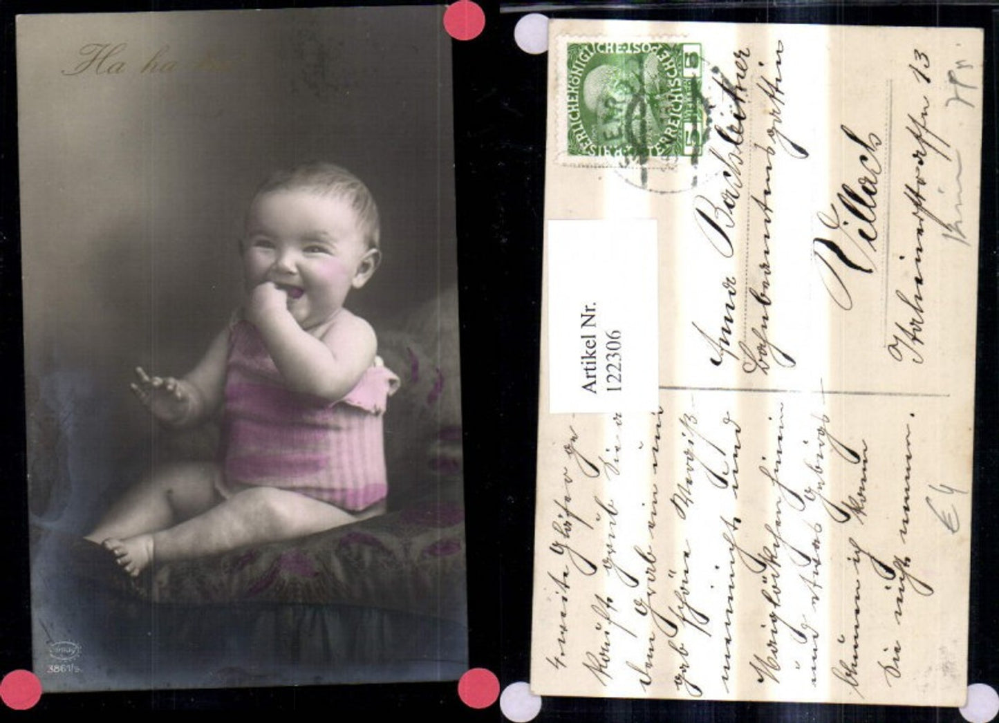 122306,Foto Ak Baby Kleinkind m. Finger i. Mund Ha ha ha