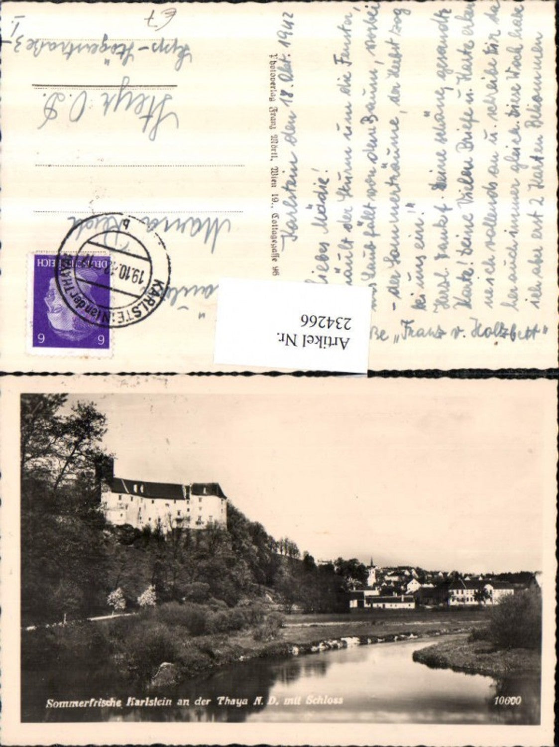 234266,Karlstein an d. Thaya Teilansicht m. Schloss