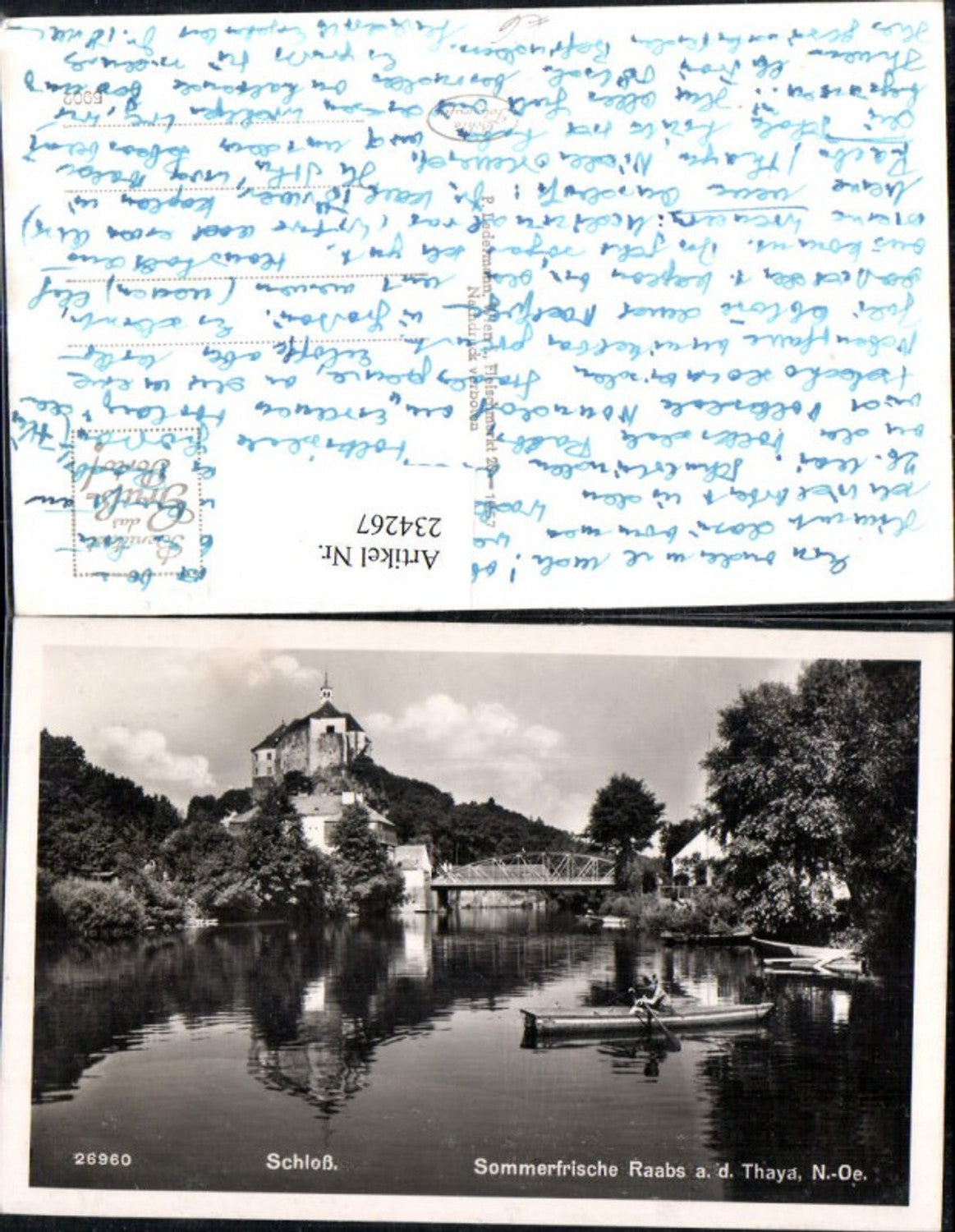 234267,Raabs an d. Thaya Schloss Brücke Ruderboot