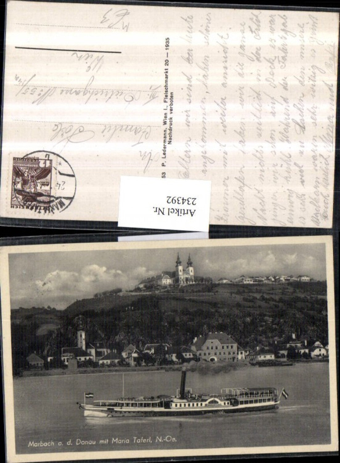 234392, Marbach an der Donau, partial view with Maria Taferl steamer