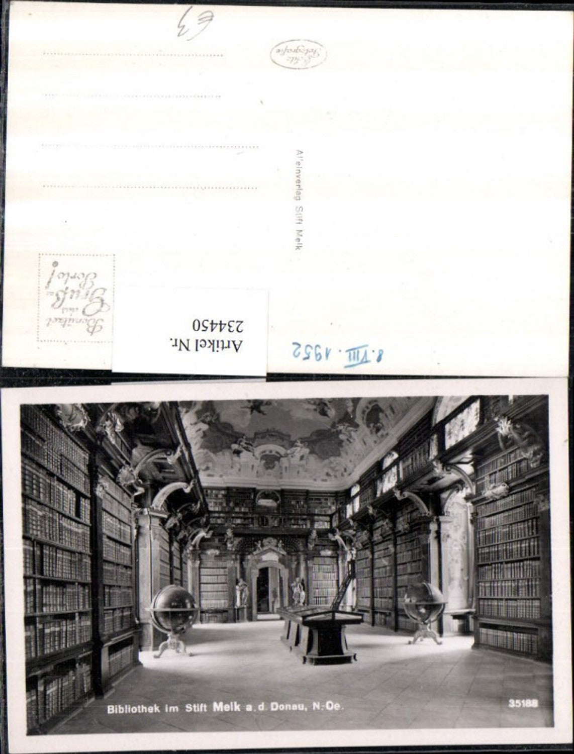 234450, Library in Melk Abbey on the Danube