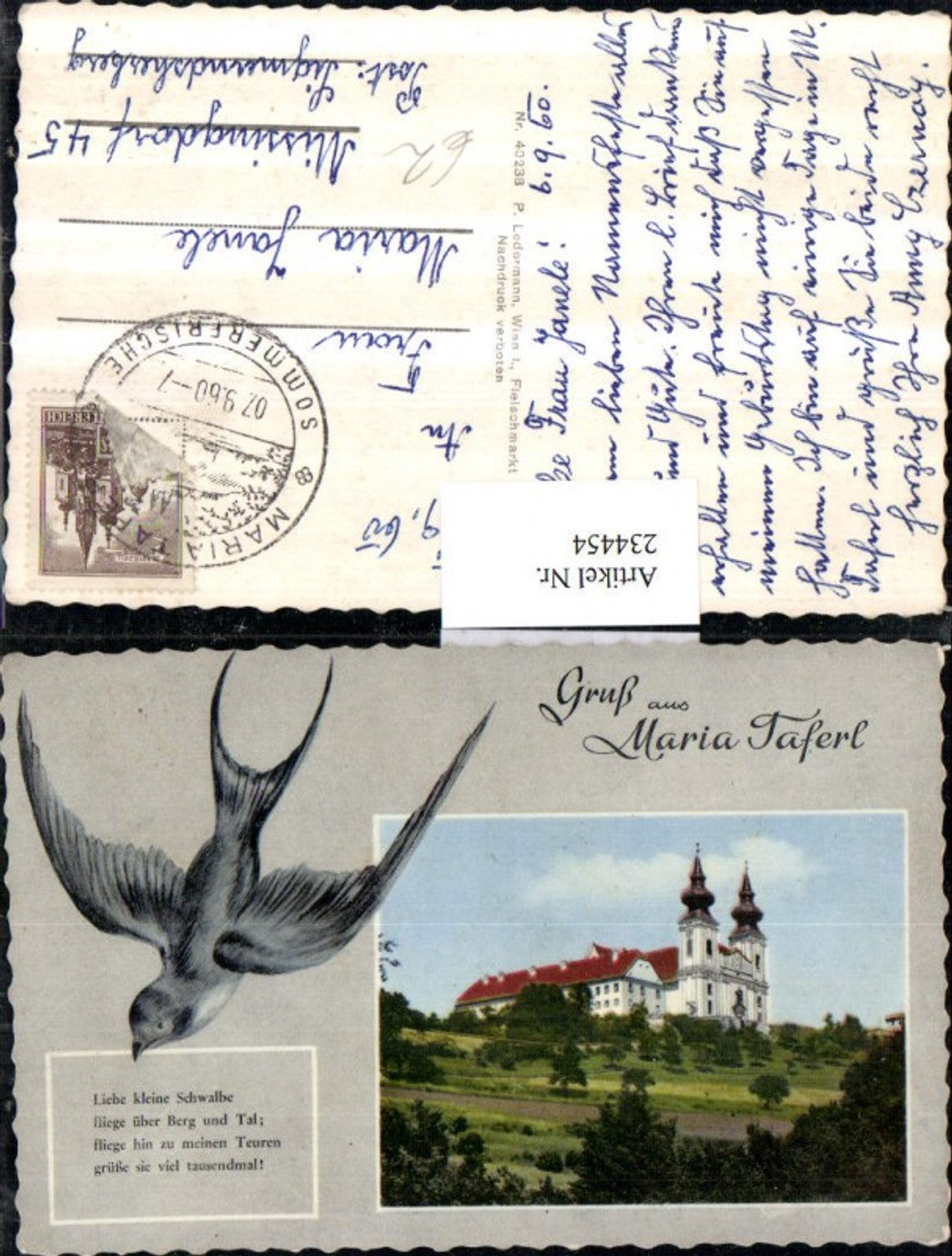 234454, Greetings from Maria Taferl Church Swallow Text