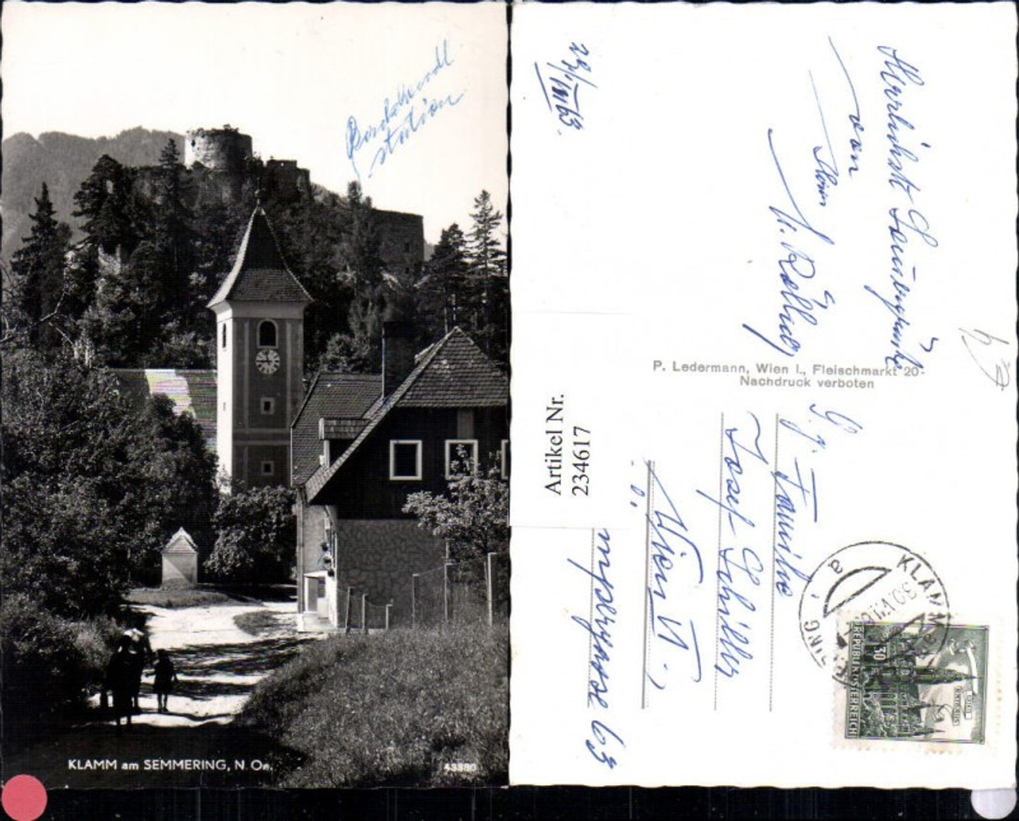 234617,Klamm am Semmering Teilansicht Kirche Burg