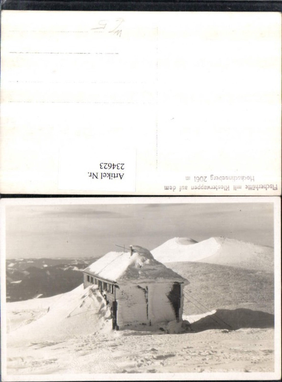 234623,Fischerhütte Berghütte m. Klosterwappen auf d. Hochschneeberg b. Puchberg Winterbild