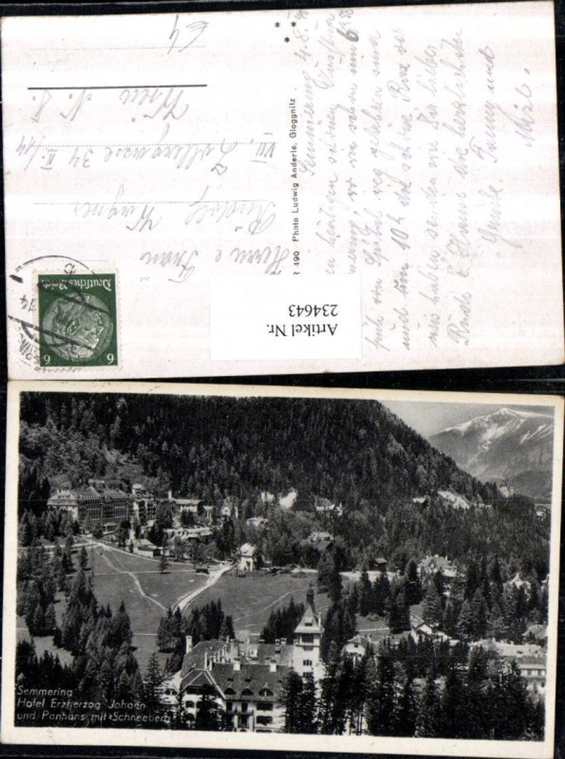 234643,Semmering Hotel Erzherzog Johann u. Panhans m. Schneeberg
